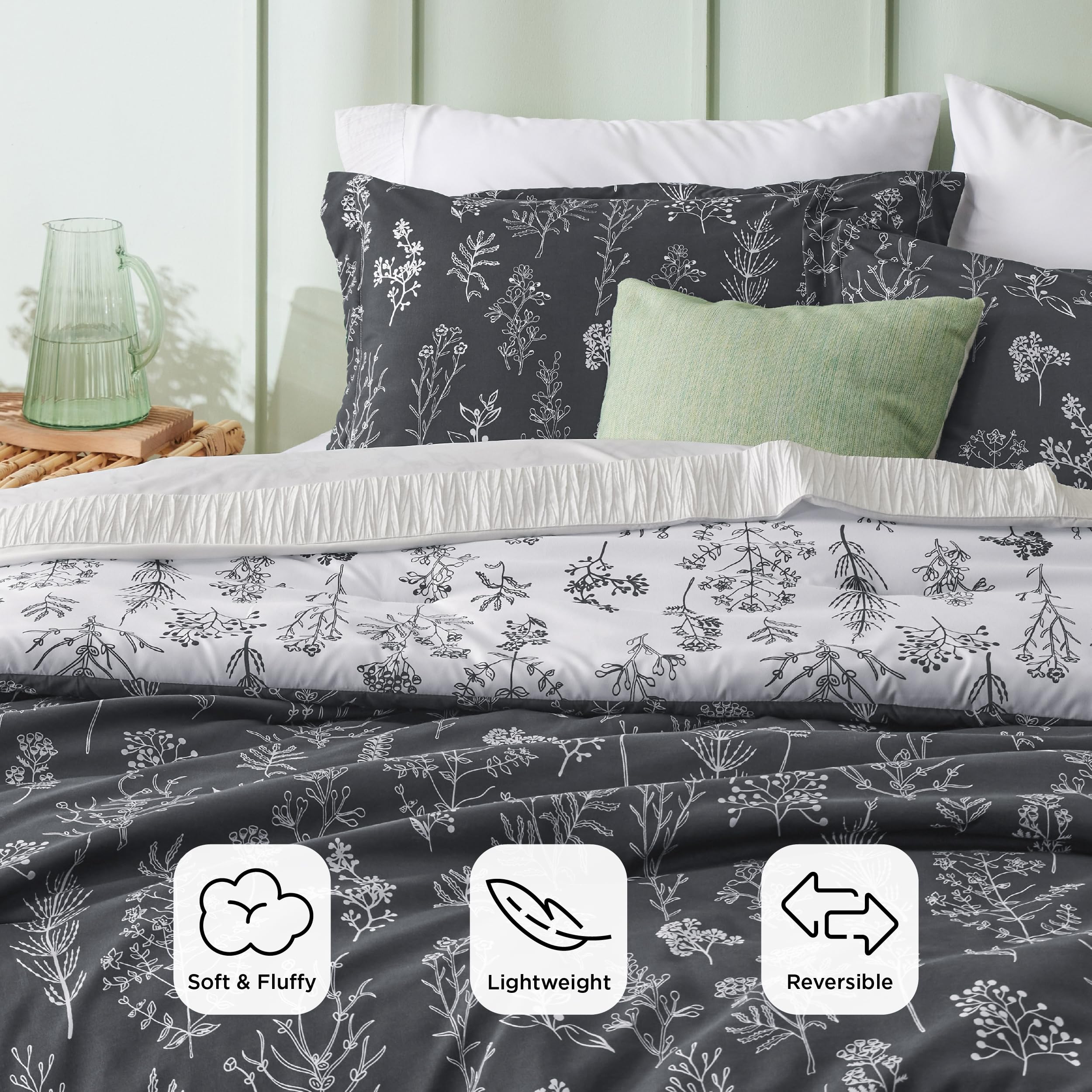Foto 4 pulgar | Juego de Edredón Bedsure Oversize Queen Gris Oscuro 3 Piezas - Venta Internacional