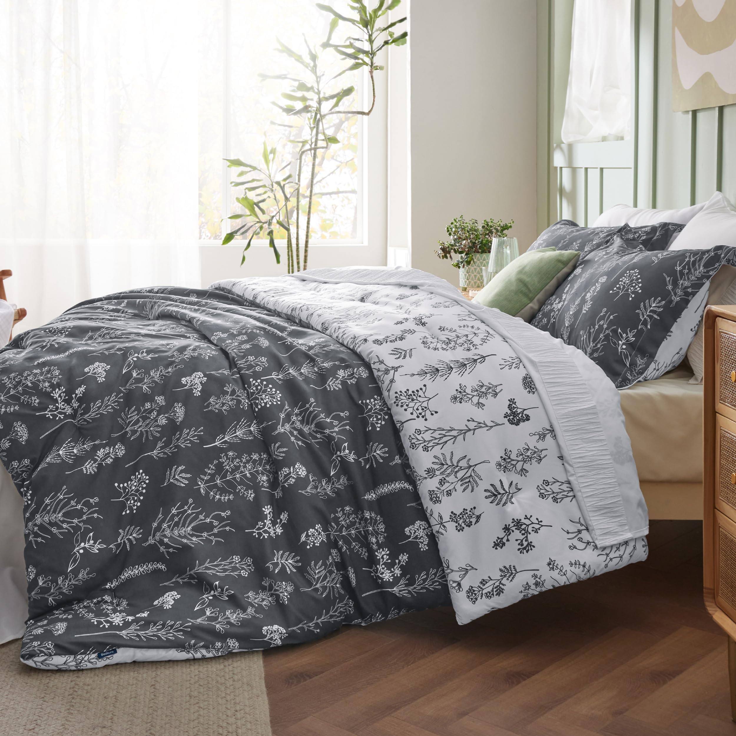 Foto 5 pulgar | Juego de Edredón Bedsure Oversize Queen Gris Oscuro 3 Piezas - Venta Internacional