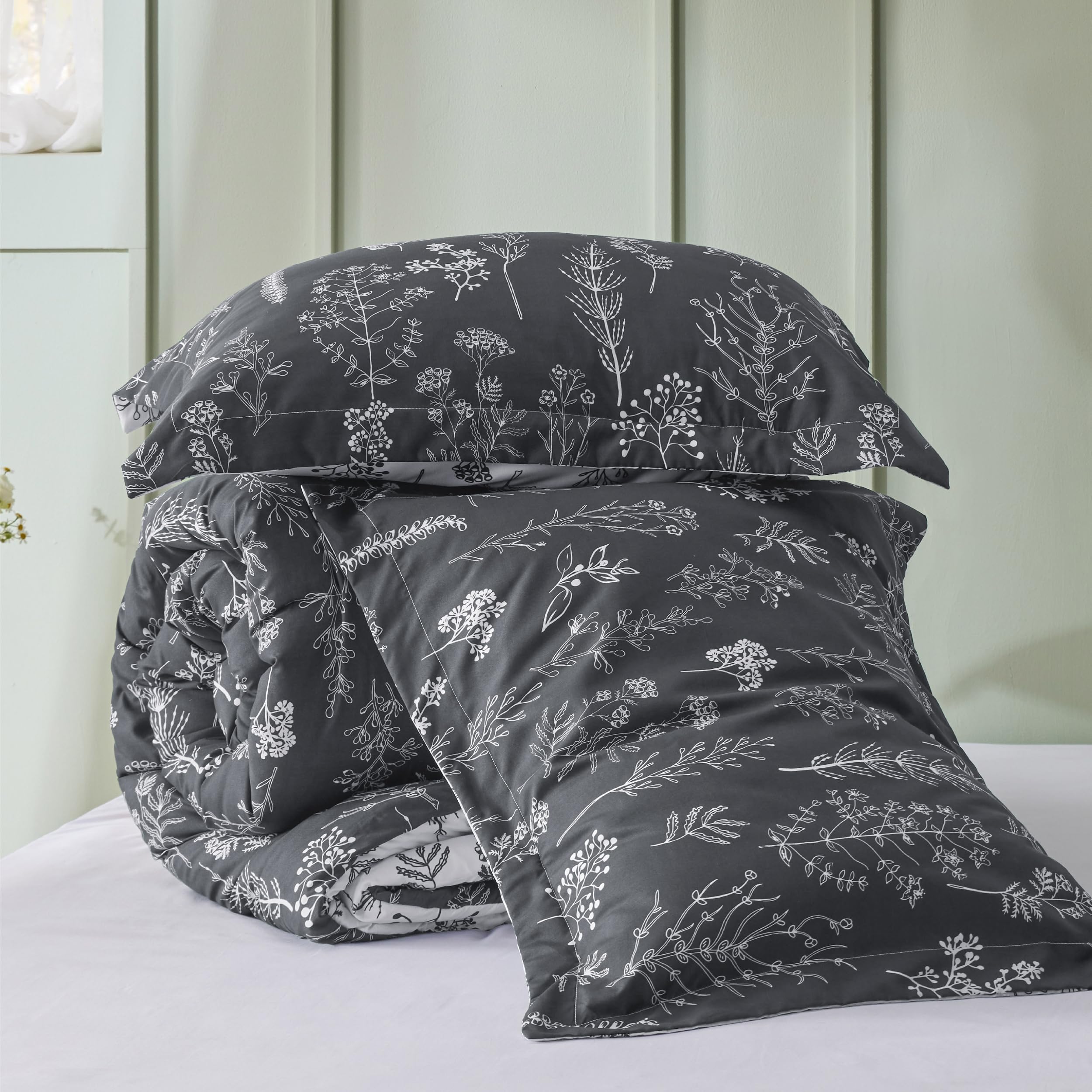 Foto 7 | Juego de Edredón Bedsure Oversize Queen Gris Oscuro 3 Piezas - Venta Internacional