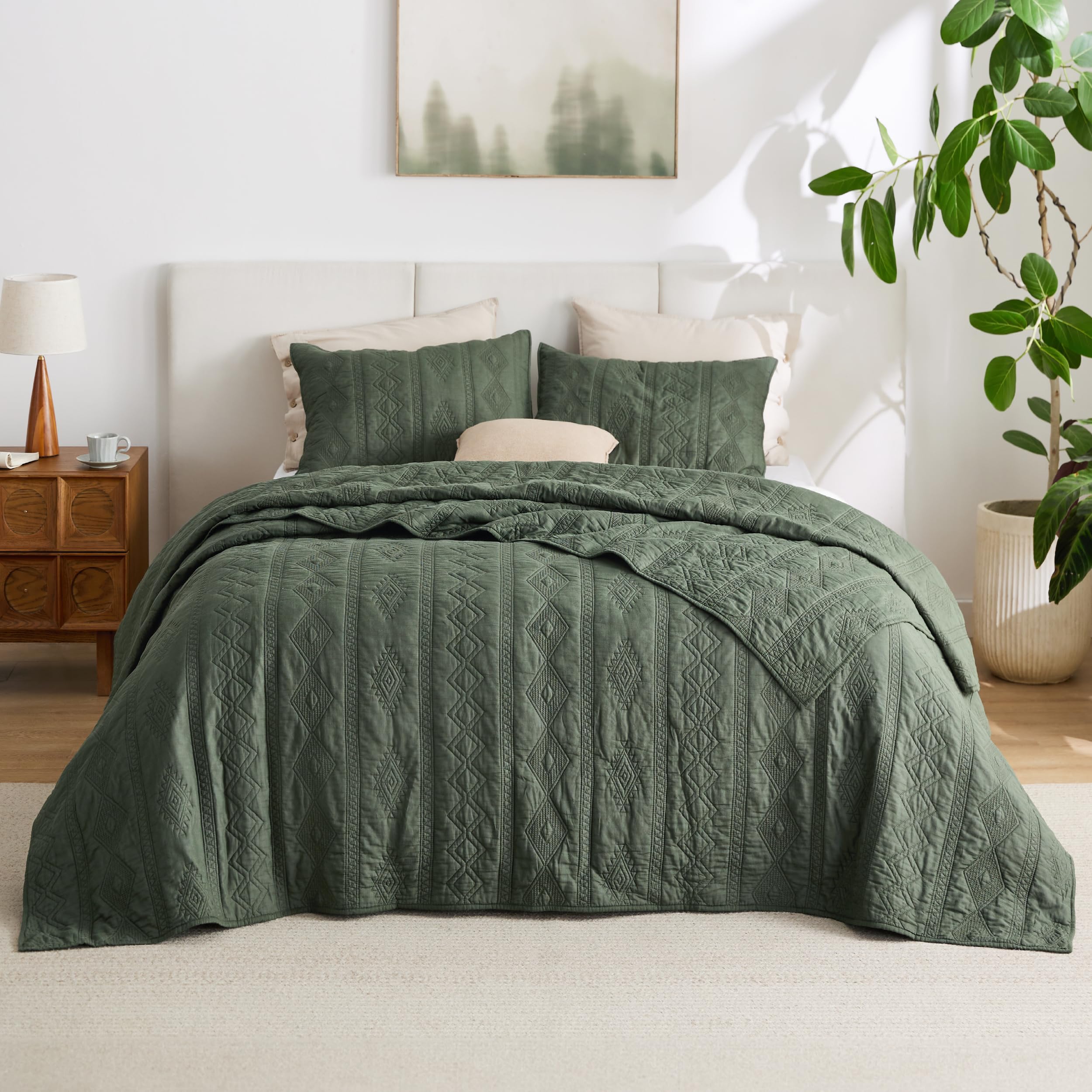 Foto 1 | Juego de Colcha Bedsure Algodón Verde Oliva - Venta Internacional