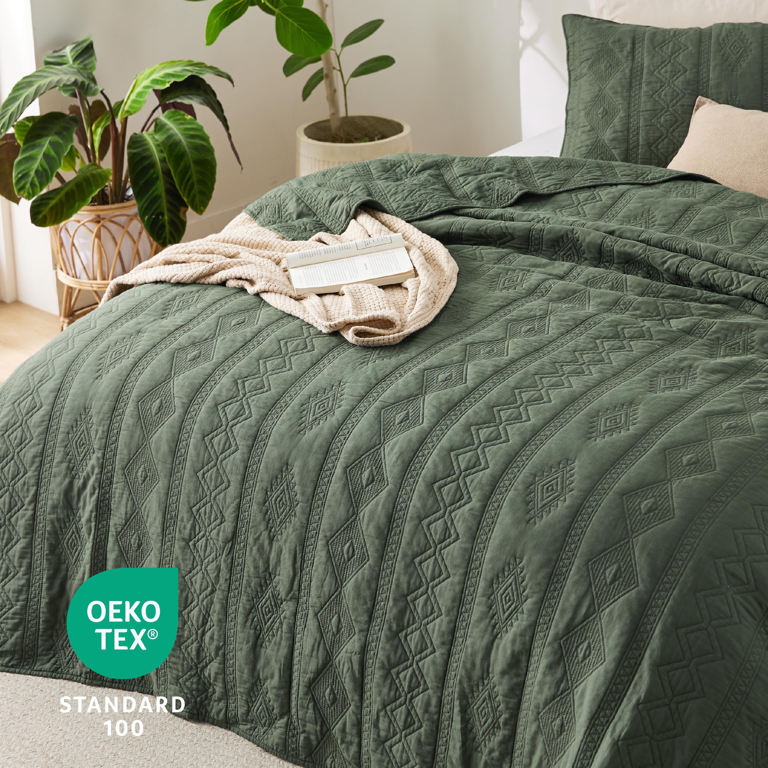Foto 5 pulgar | Juego de Colcha Bedsure Algodón Verde Oliva - Venta Internacional