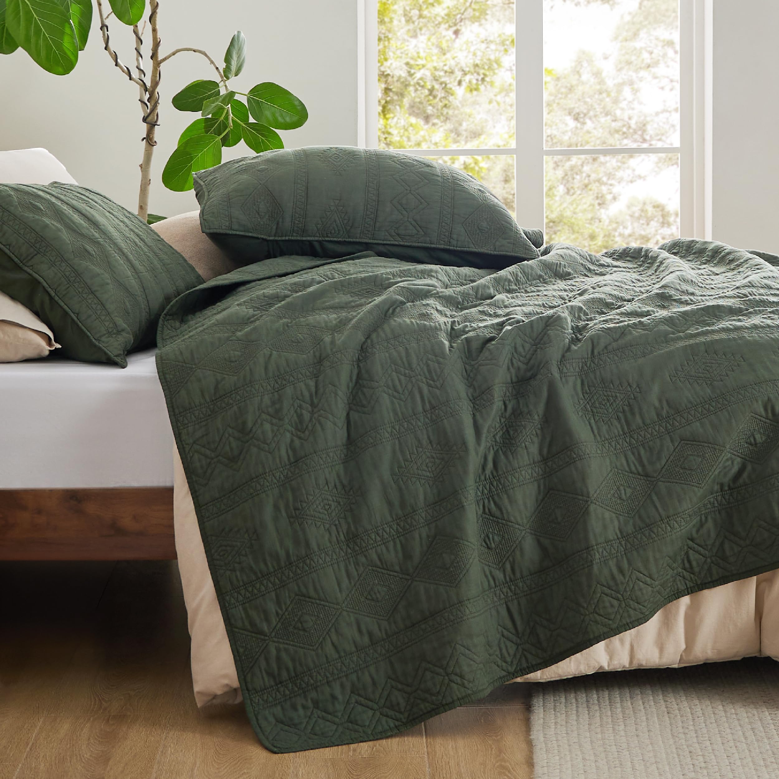 Foto 5 | Juego de Colcha Bedsure Algodón Verde Oliva - Venta Internacional