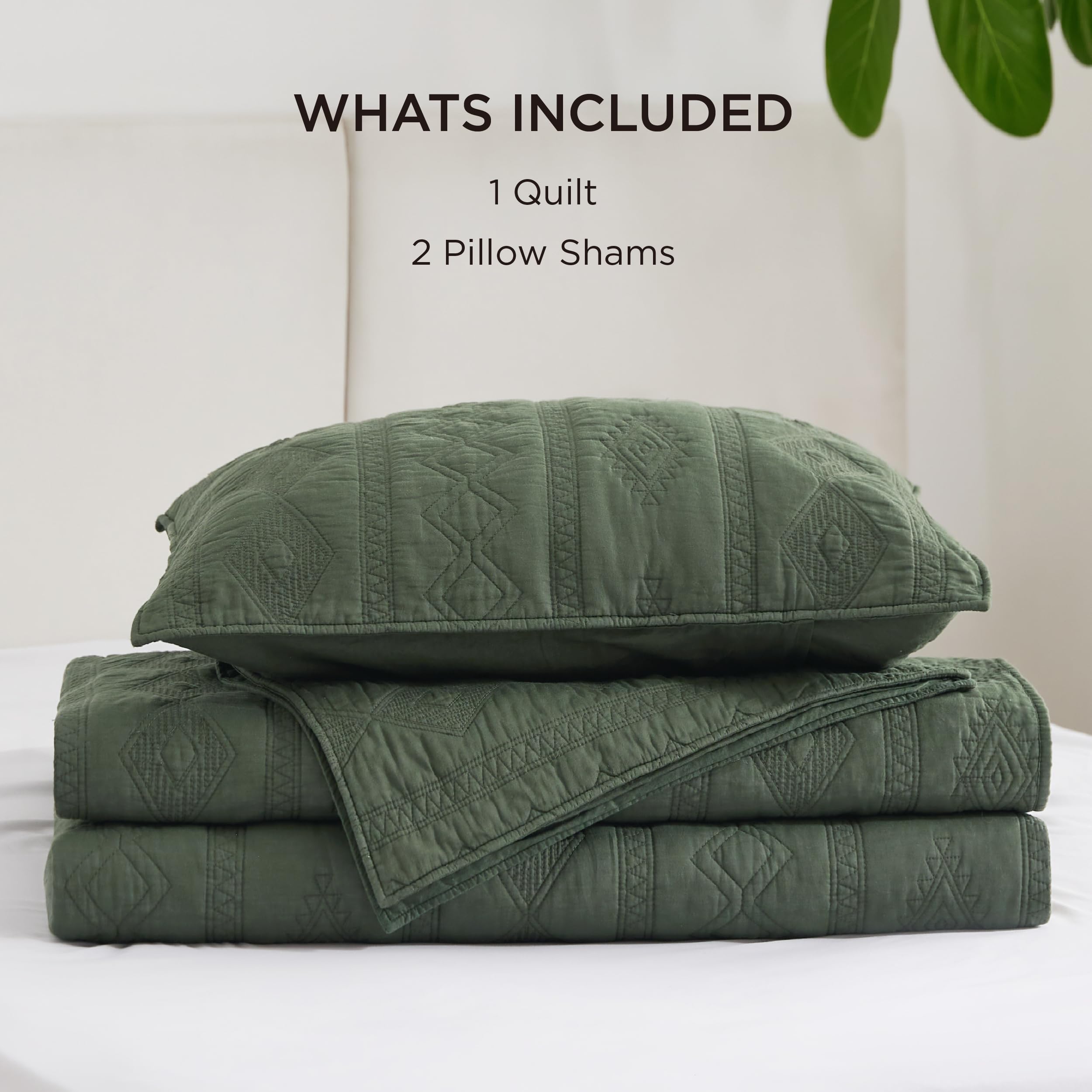 Foto 7 | Juego de Colcha Bedsure Algodón Verde Oliva - Venta Internacional