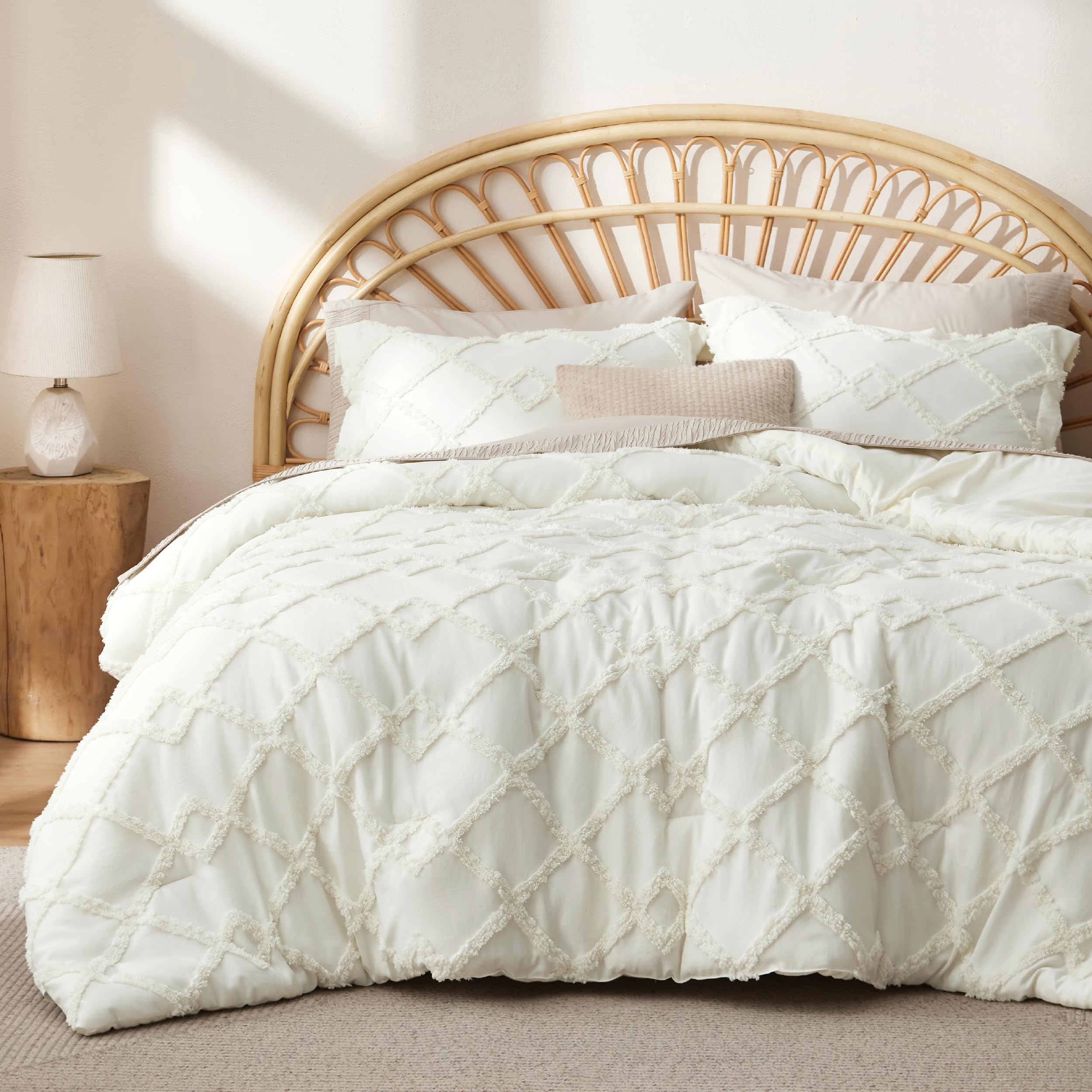 Juego de Edredón Bedsure  Bohemio Marfil Queen 3 Piezas - Venta Internacional