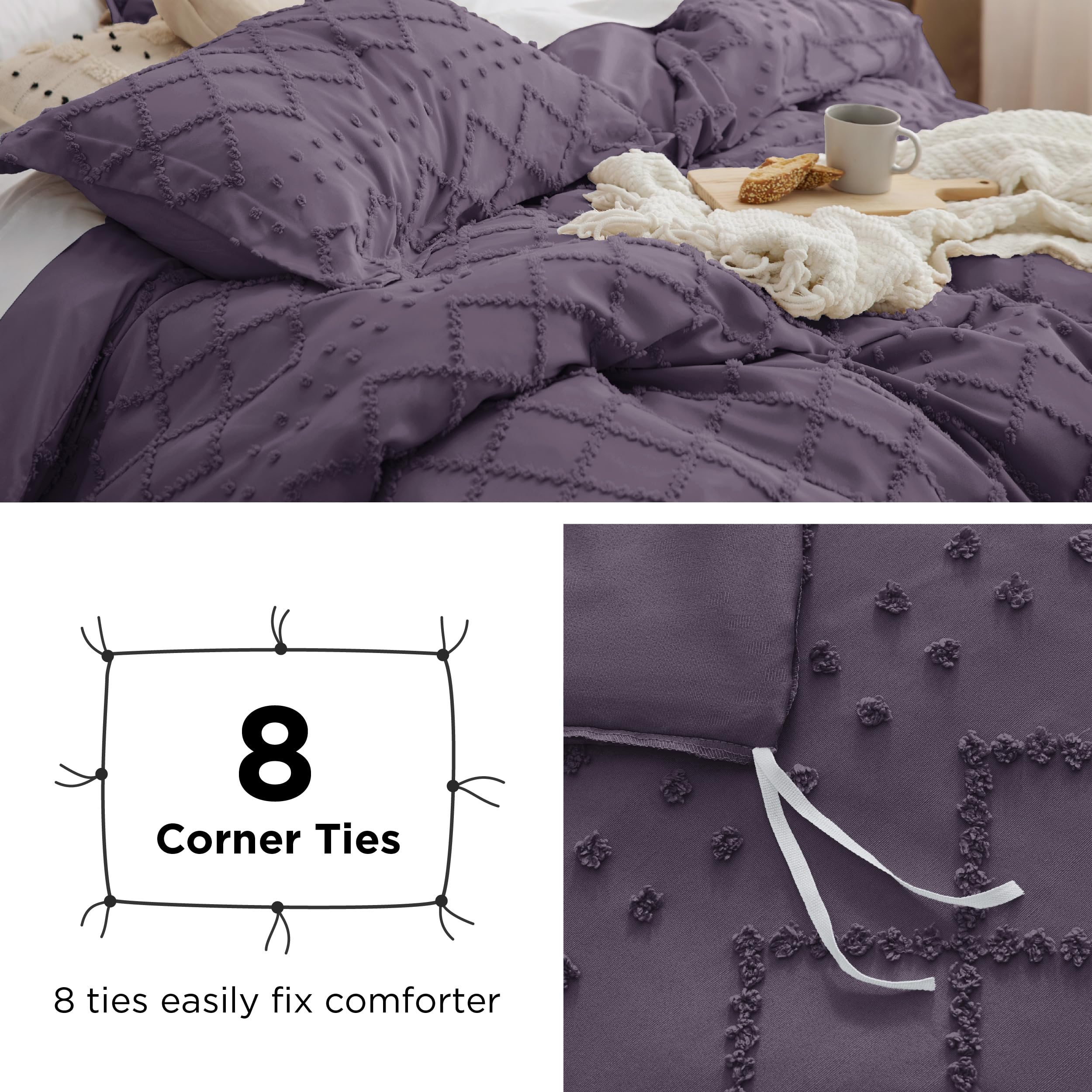 Foto 7 pulgar | Funda de Edredón Bohemio King con 2 Fundas de Almohada Morado - Venta Internacional