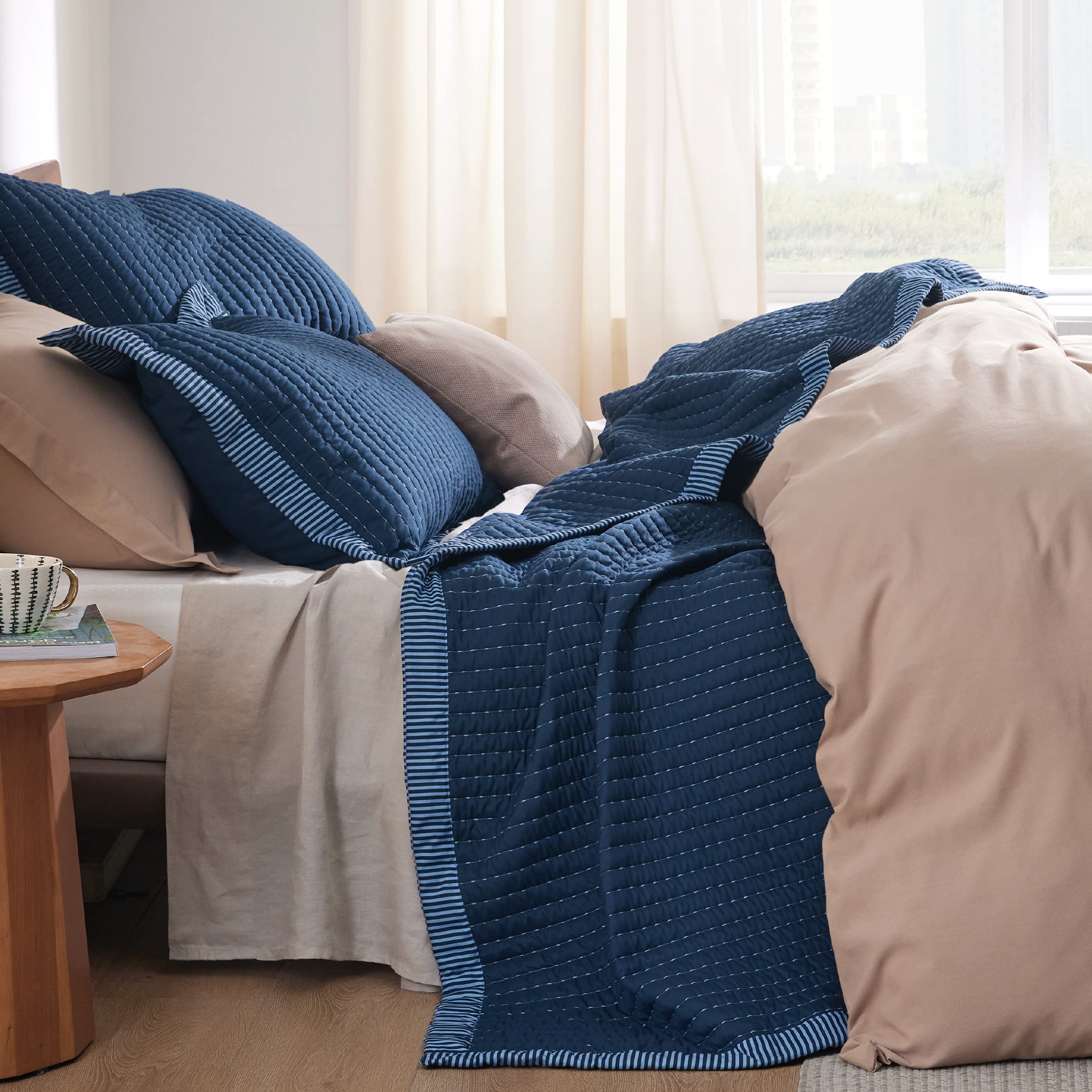 Foto 5 pulgar | Juego de Edredón Bedsure Azul Marino Queen con 2 Fundas - Venta Internacional