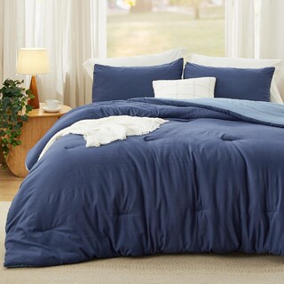 Foto 2 | Juego de Edredón Bedsure Queen Reversible Azul Marino 3 Piezas - Venta Internacional