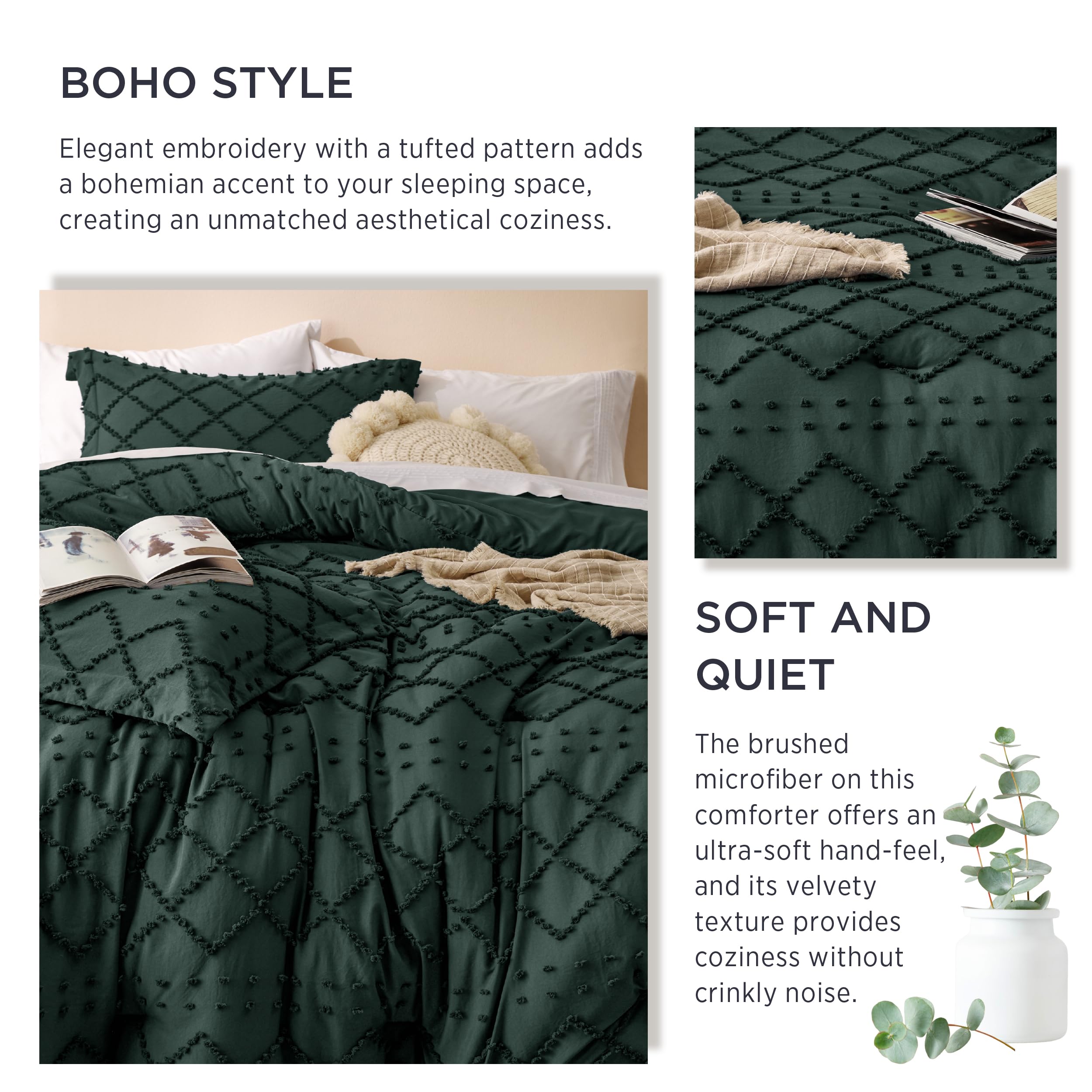 Foto 6 pulgar | Juego de Edredón Bedsure Queen Forest Green con 2 Fundas de Almohada - Venta Internacional