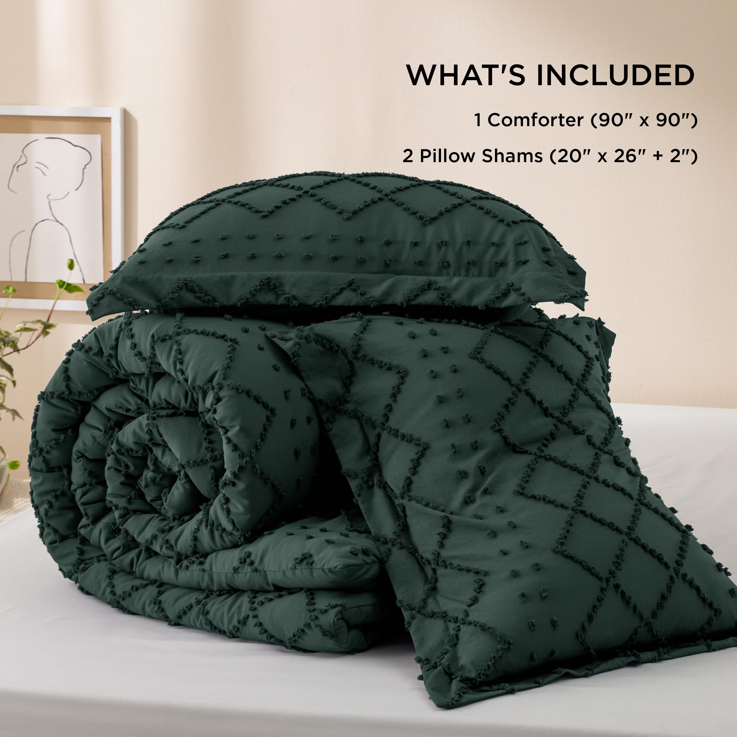 Foto 7 pulgar | Juego de Edredón Bedsure Queen Forest Green con 2 Fundas de Almohada - Venta Internacional