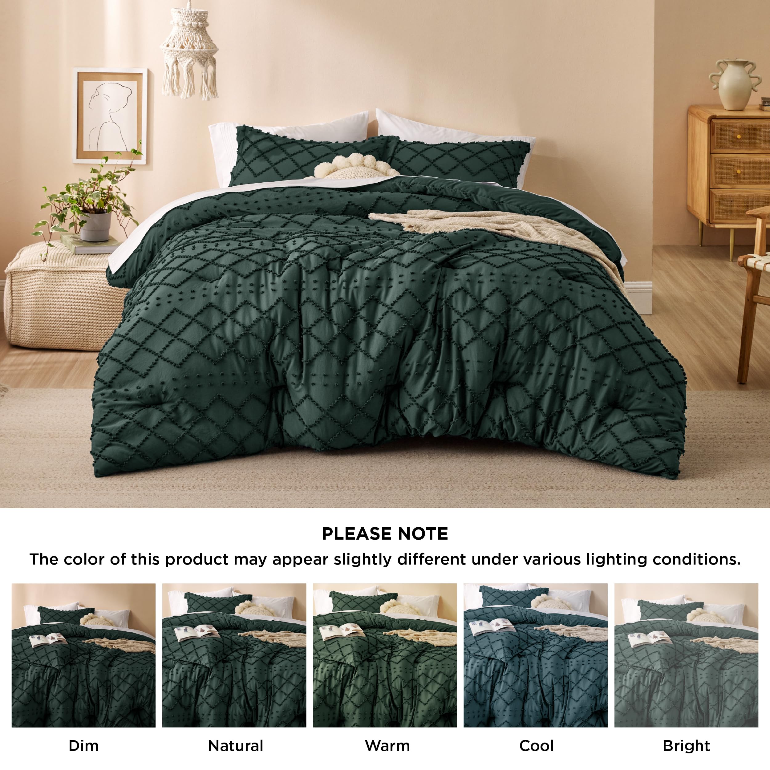 Foto 8 pulgar | Juego de Edredón Bedsure Queen Forest Green con 2 Fundas de Almohada - Venta Internacional