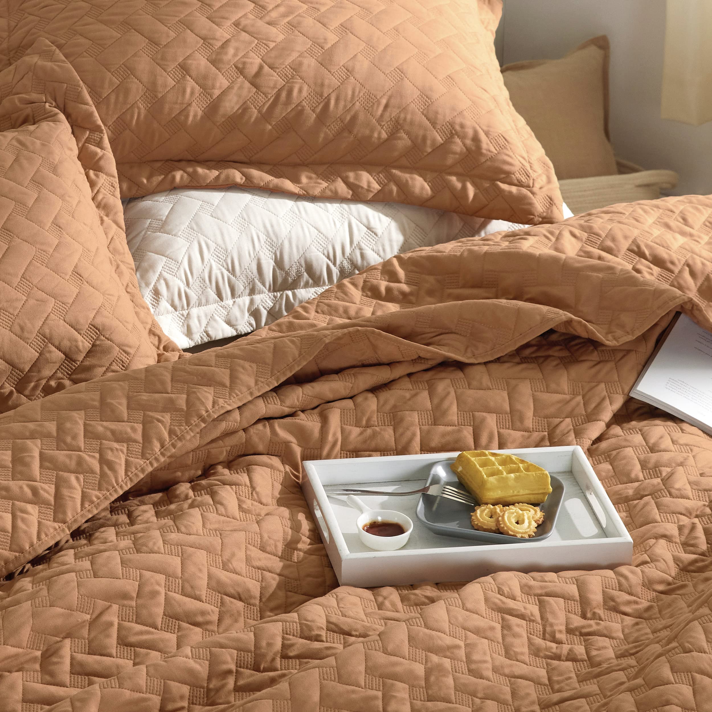 Foto 3 | Colcha de Cama Queen Size Marrón Avellana - Venta Internacional