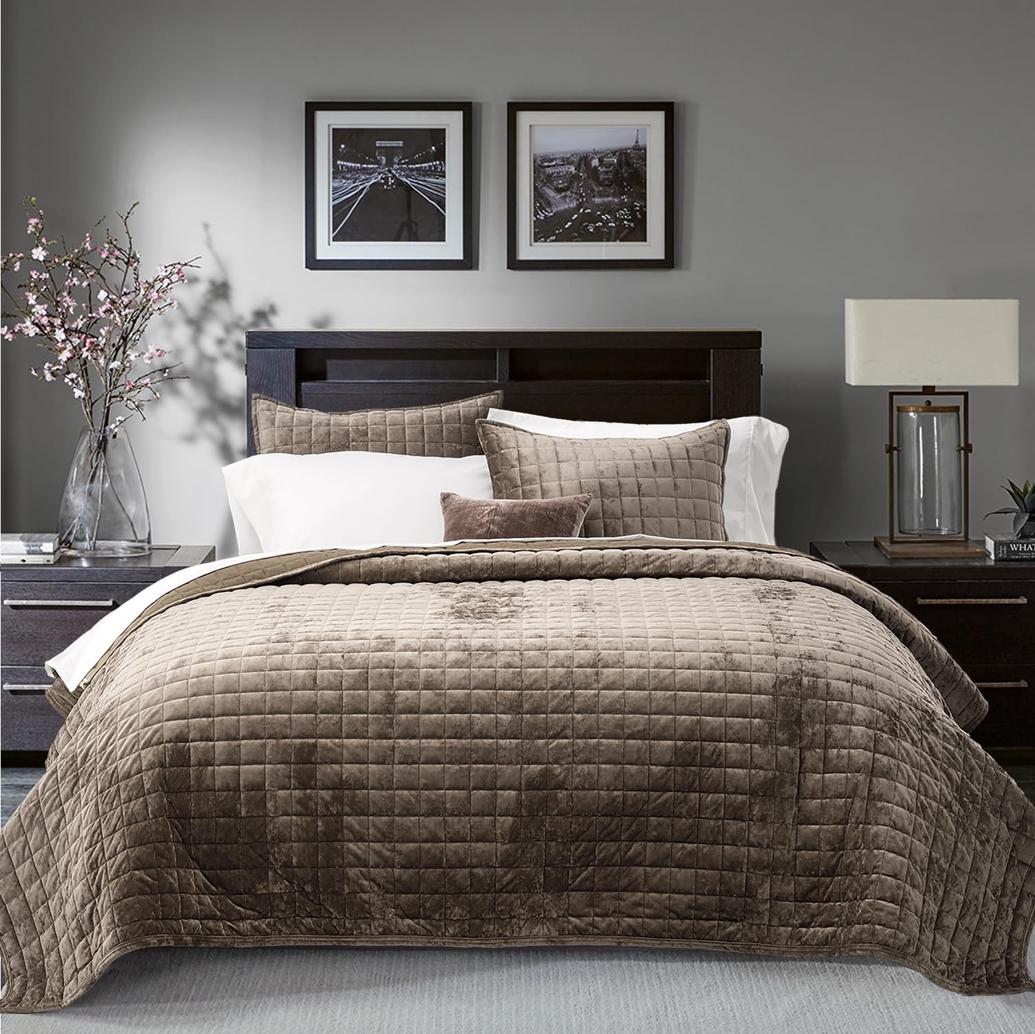 Juego De Edredón Recyco Luxury Velvet King Size Marrón Moca - Venta Internacional.