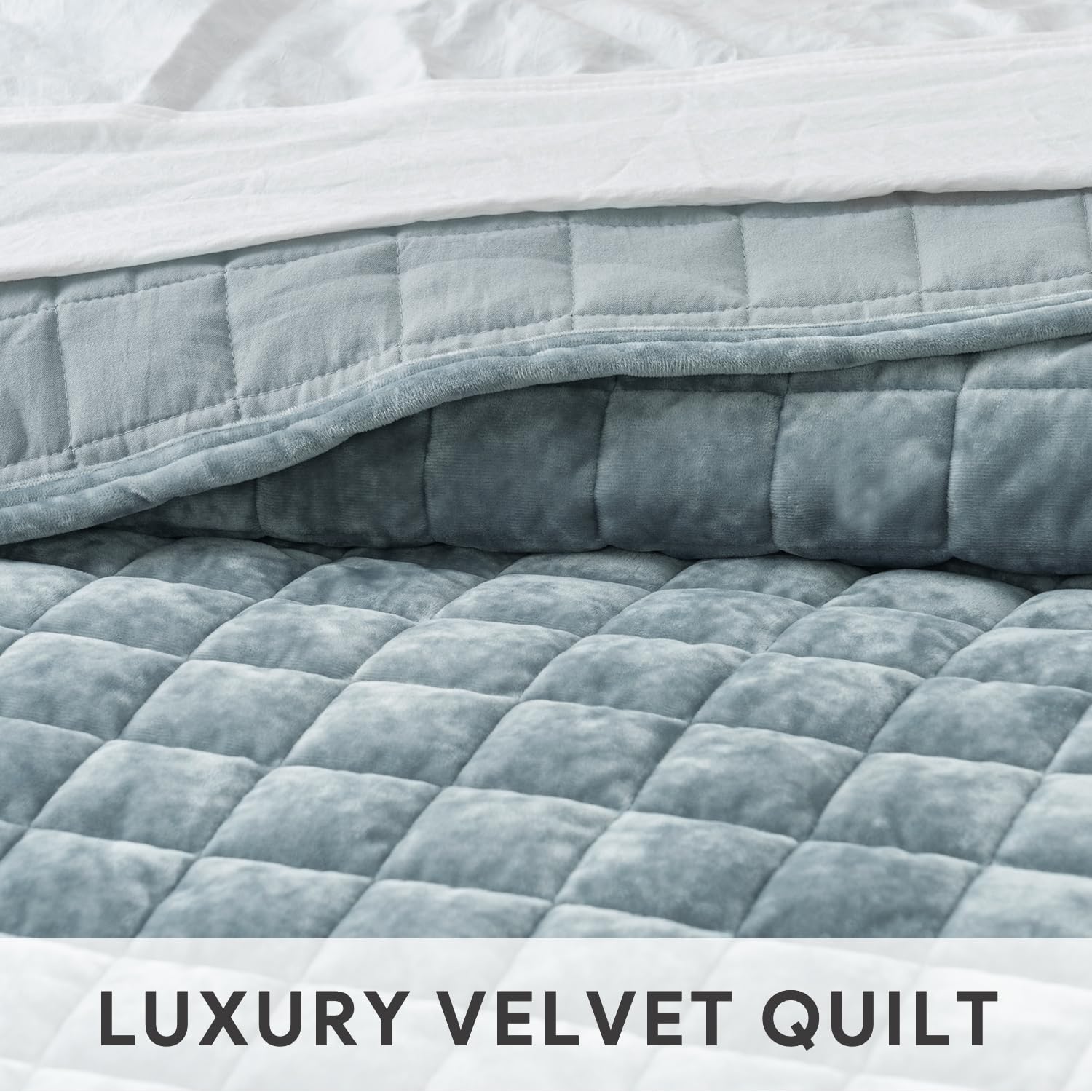Foto 5 | Juego De Edredón Recyco Luxury Velvet King Size Blue Linen - Venta Internacional.