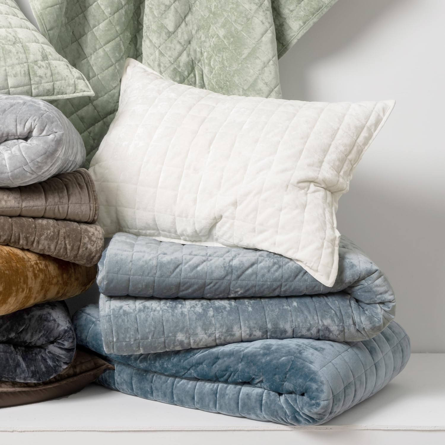 Foto 6 | Juego De Edredón Recyco Luxury Velvet King Size Blue Linen - Venta Internacional.