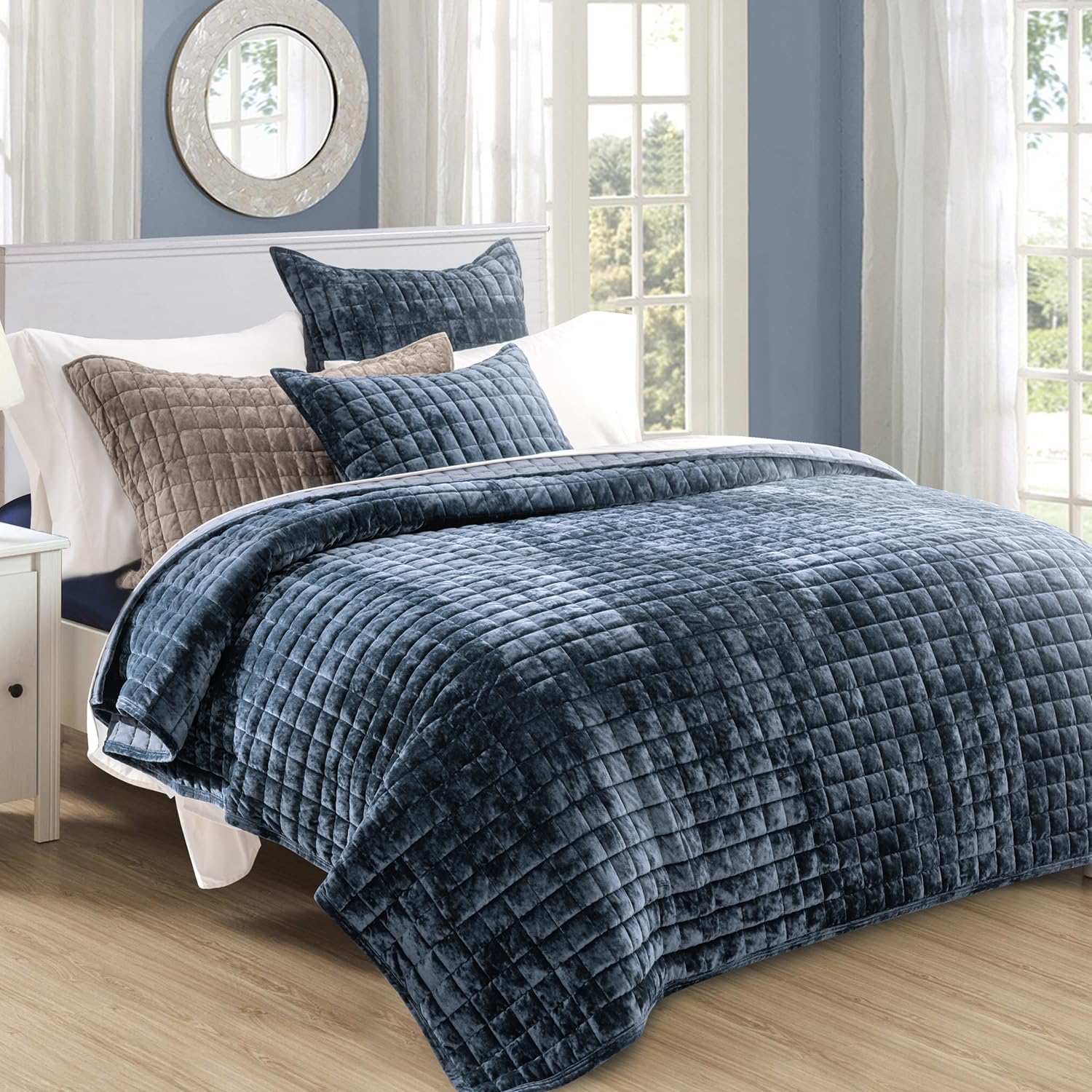 Foto 2 | Juego De Edredón Recyco Luxury Velvet King Size, Ropa De Cama Azul Tormentoso - Venta Internacional.