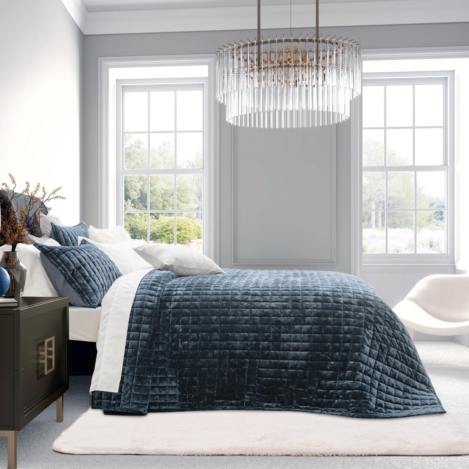 Foto 3 | Juego De Edredón Recyco Luxury Velvet King Size, Ropa De Cama Azul Tormentoso - Venta Internacional.