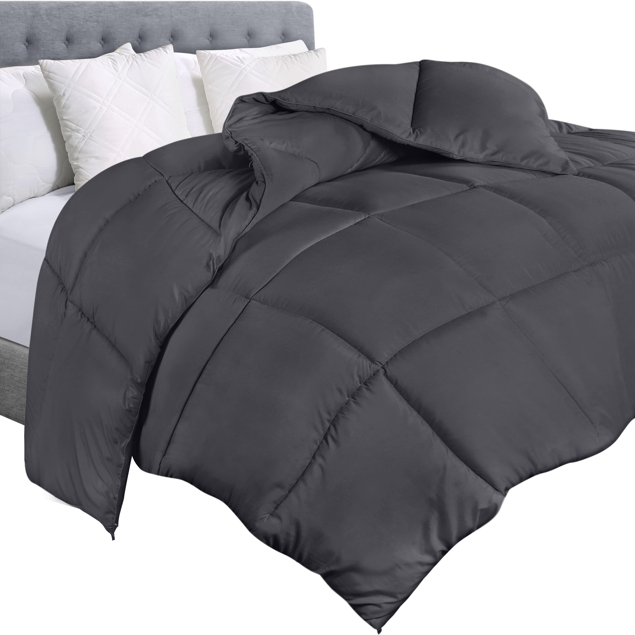 Edredón Con Relleno De Edredón Utopia, Tamaño Doble, Gris - Venta Internacional.