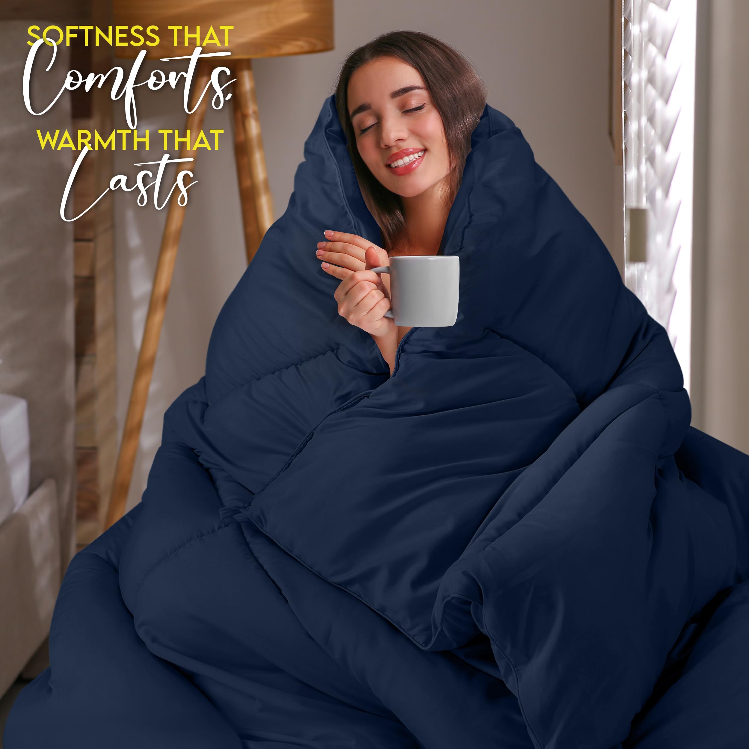 Foto 5 pulgar | Edredón Con Relleno De Edredón Utopia, Cama King Size, Azul Marino - Venta Internacional.