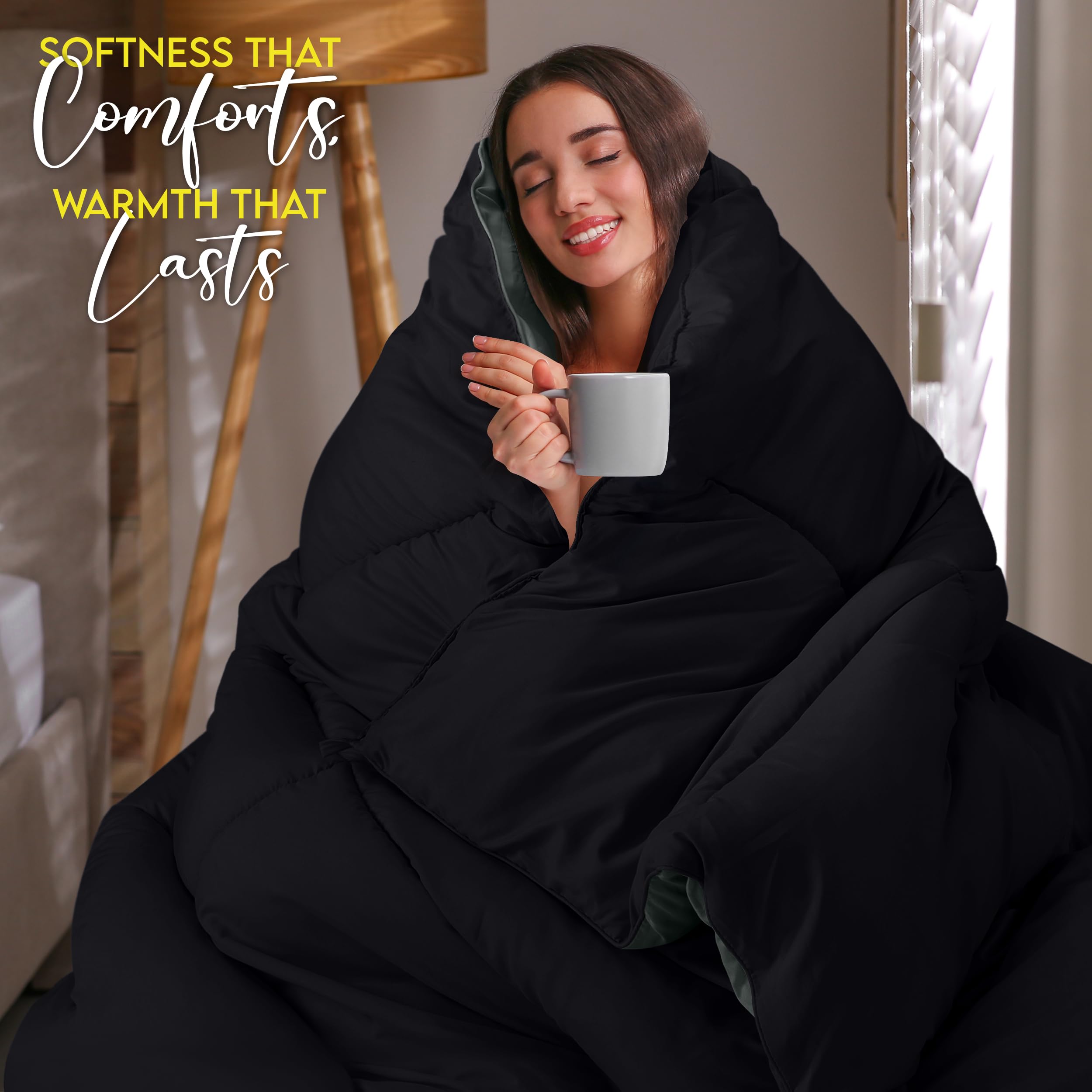 Foto 4 | Edredón Con Relleno De Edredón Utopia Bedding Queen, Color Negro Y Gris - Venta Internacional.