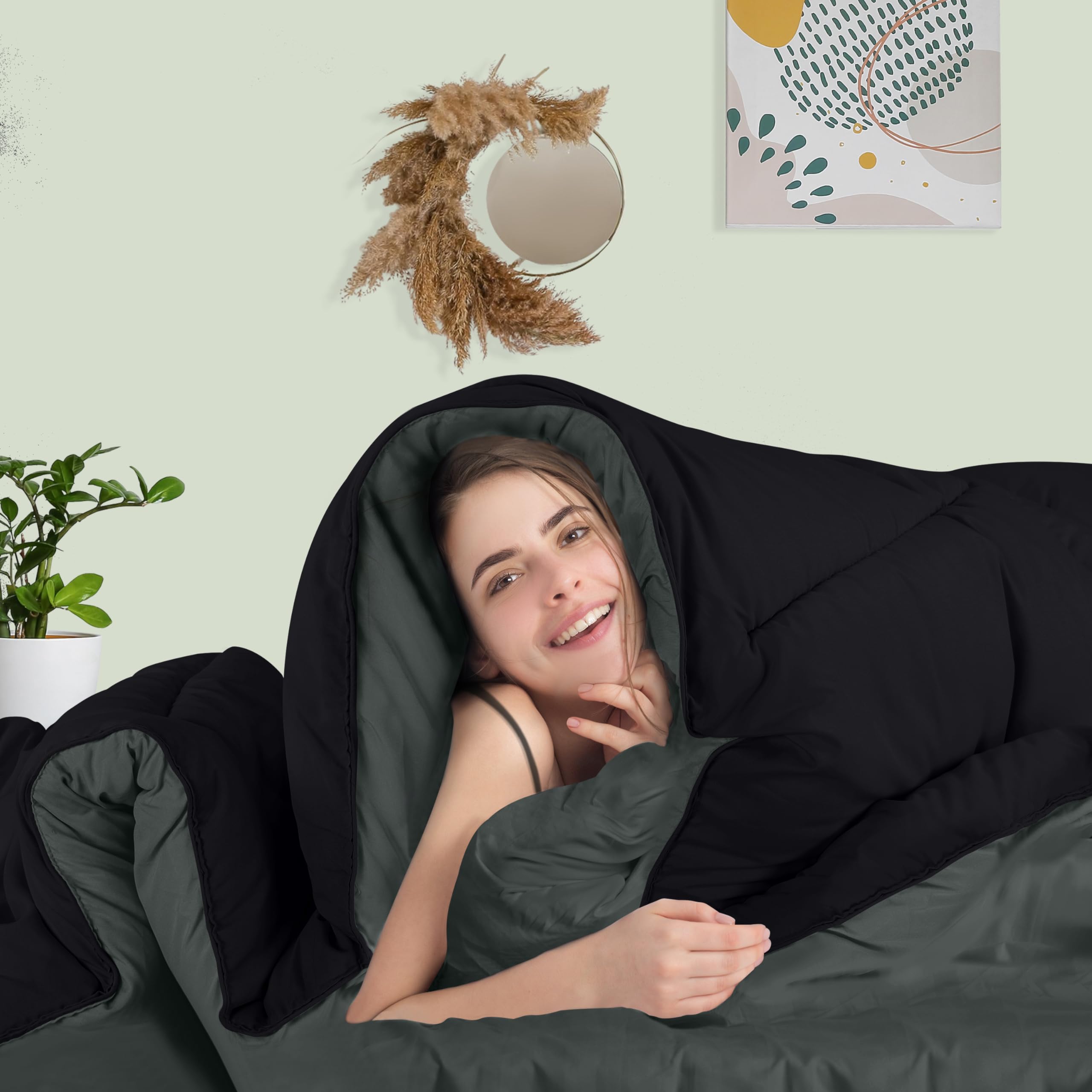 Foto 6 | Edredón Con Relleno De Edredón Utopia Bedding Queen, Color Negro Y Gris - Venta Internacional.