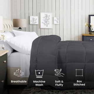 Foto 3 | Ropa De Cama Edredon Utopia Para Todas Las Estaciones, Plumón, Color Gris - Venta Internacional.