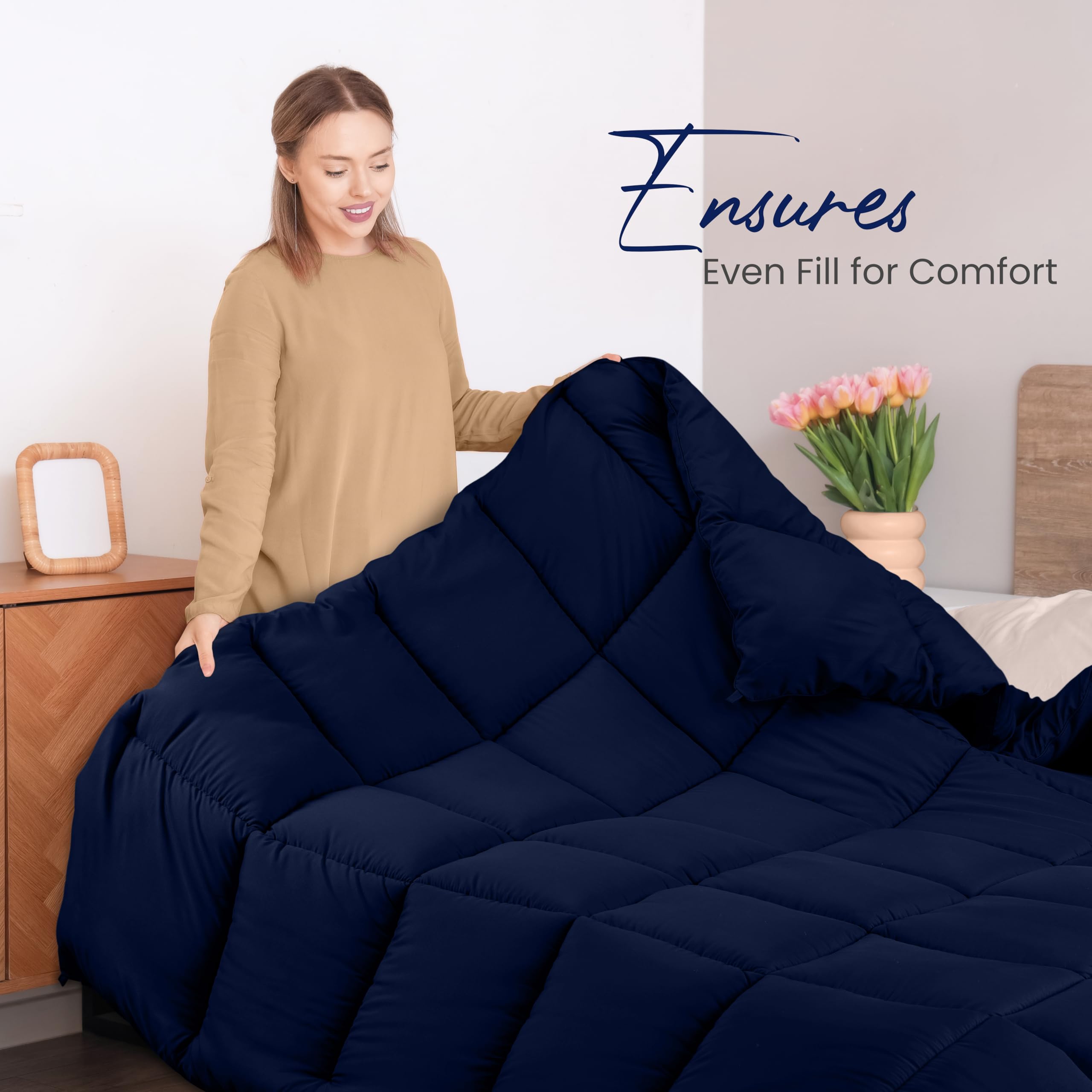 Foto 5 pulgar | Ropa De Cama Edreforter Utopia, Tamaño King, Para Todas Las Estaciones, Color Azul Marino - Venta Internacional.