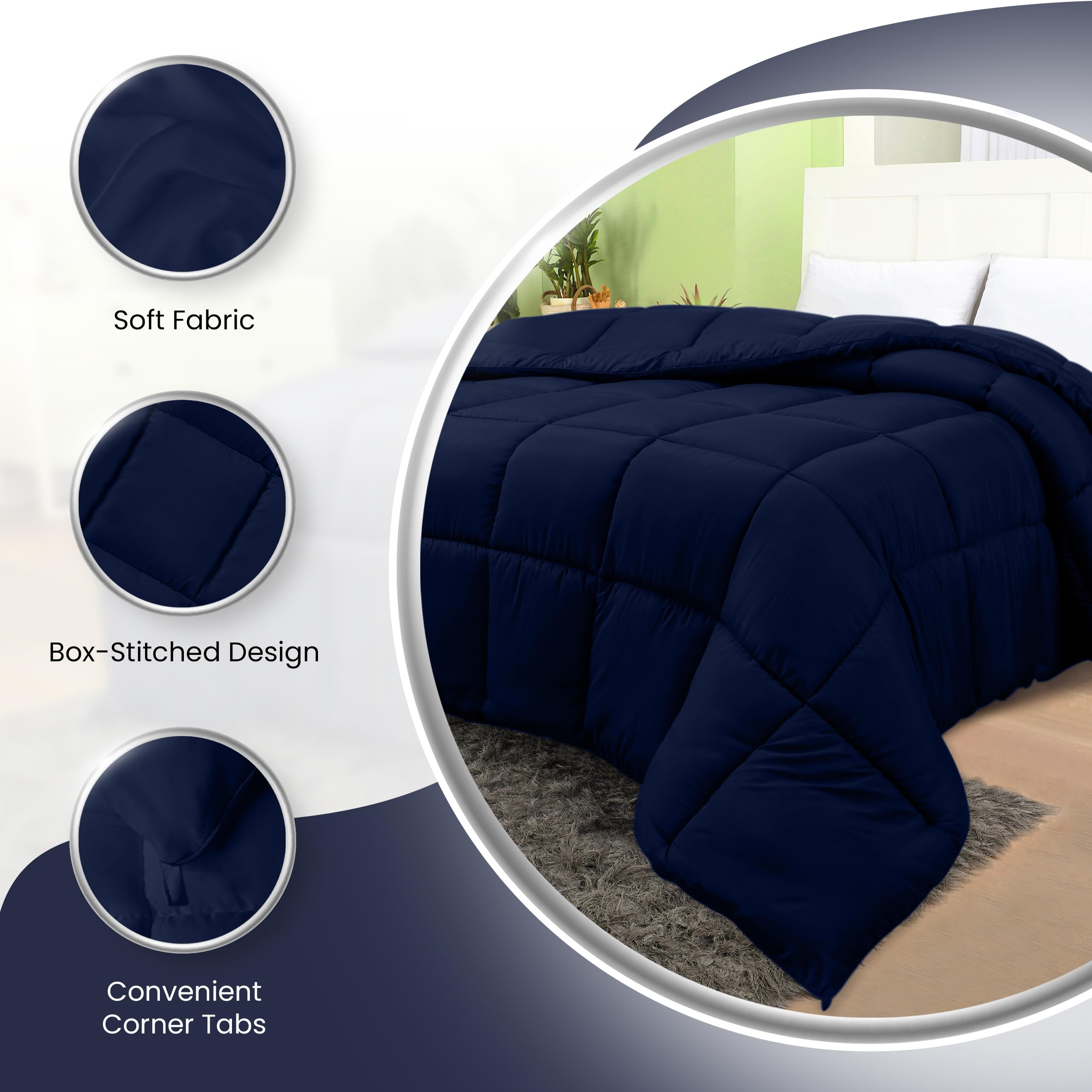 Foto 7 pulgar | Ropa De Cama Edreforter Utopia, Tamaño King, Para Todas Las Estaciones, Color Azul Marino - Venta Internacional.