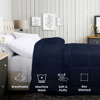 Foto 3 | Ropa De Cama Edredon Utopia Para Todas Las Estaciones, Plumón Alt Queen, Azul Marino - Venta Internacional.