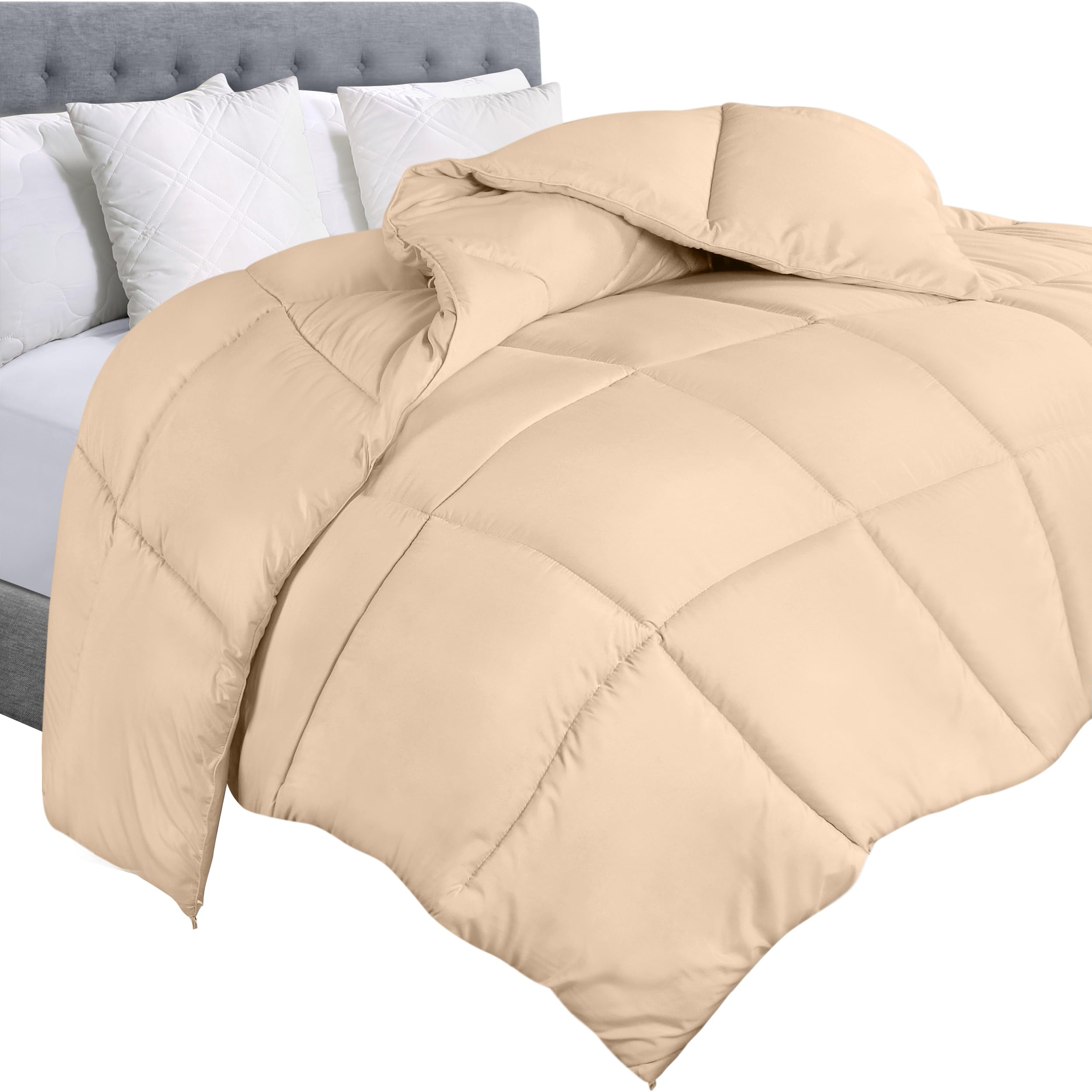 Edredón Con Relleno De Edredón Utopia, Tamaño Queen, Color Beige - Venta Internacional.