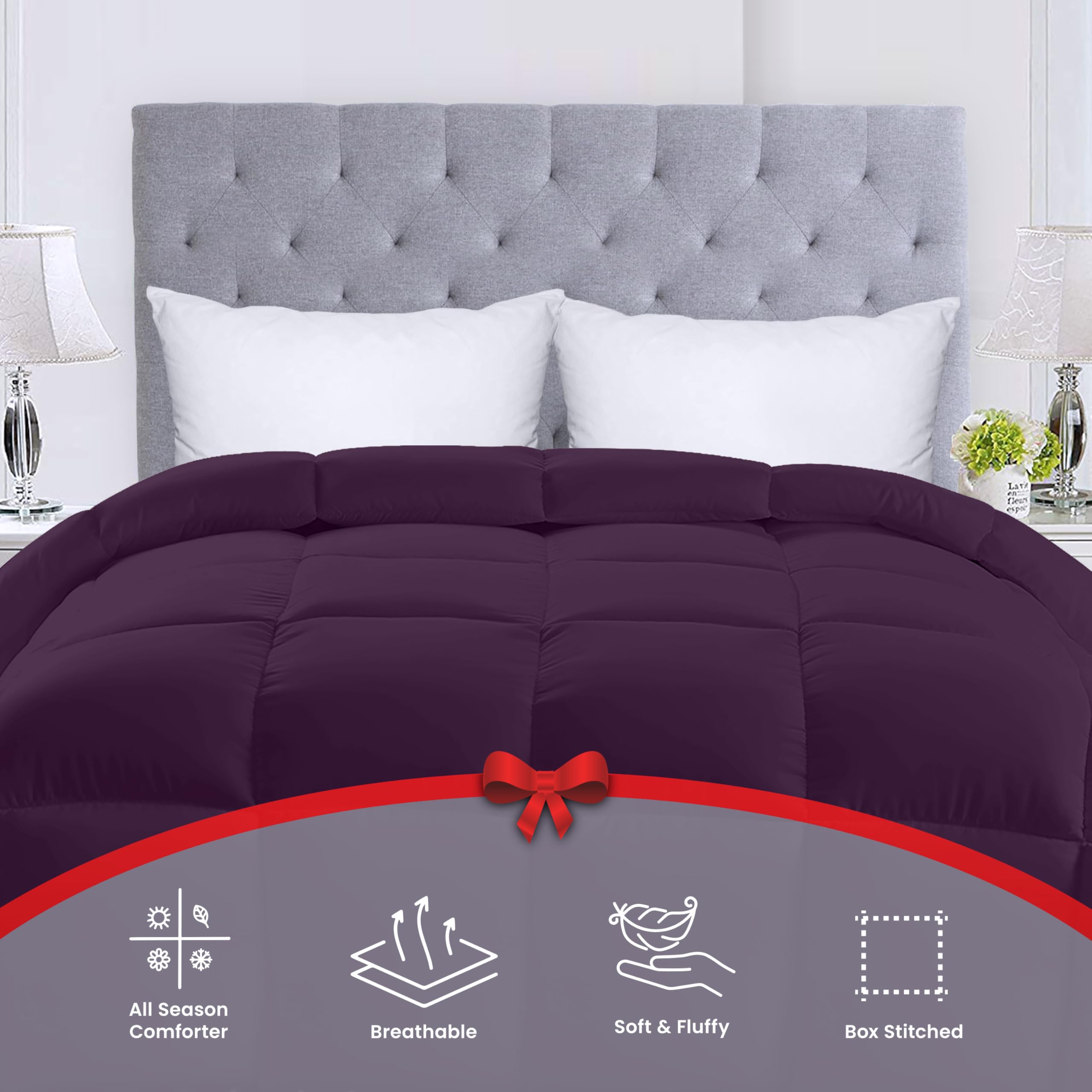Foto 4 pulgar | Ropa De Cama Edredon Utopia, Tamaño King, Para Todas Las Estaciones, Color Ciruela - Venta Internacional.