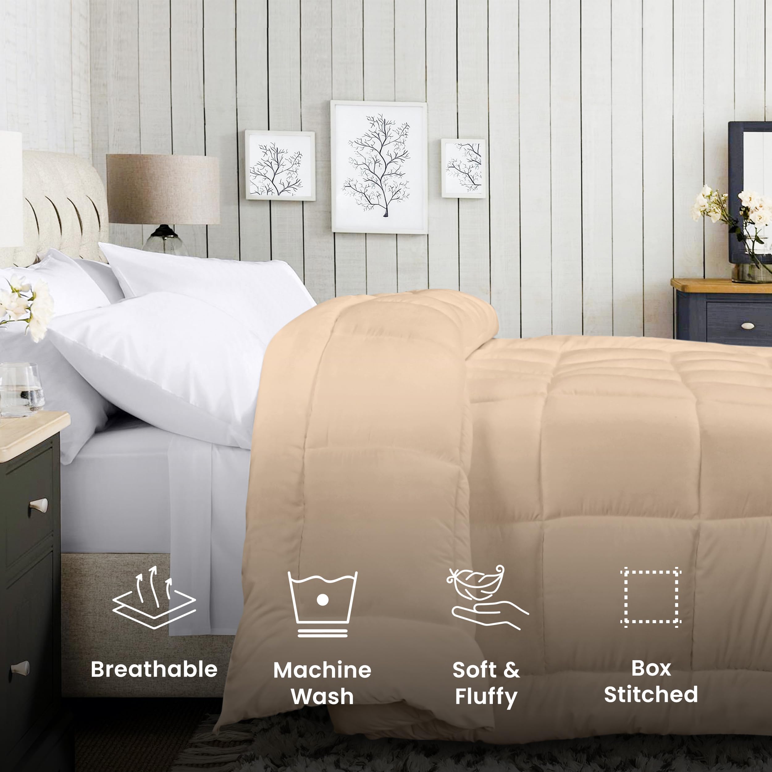 Foto 4 pulgar | Ropa De Cama Edredon Utopia De Plumón Para Todas Las Estaciones, Color Beige - Venta Internacional.