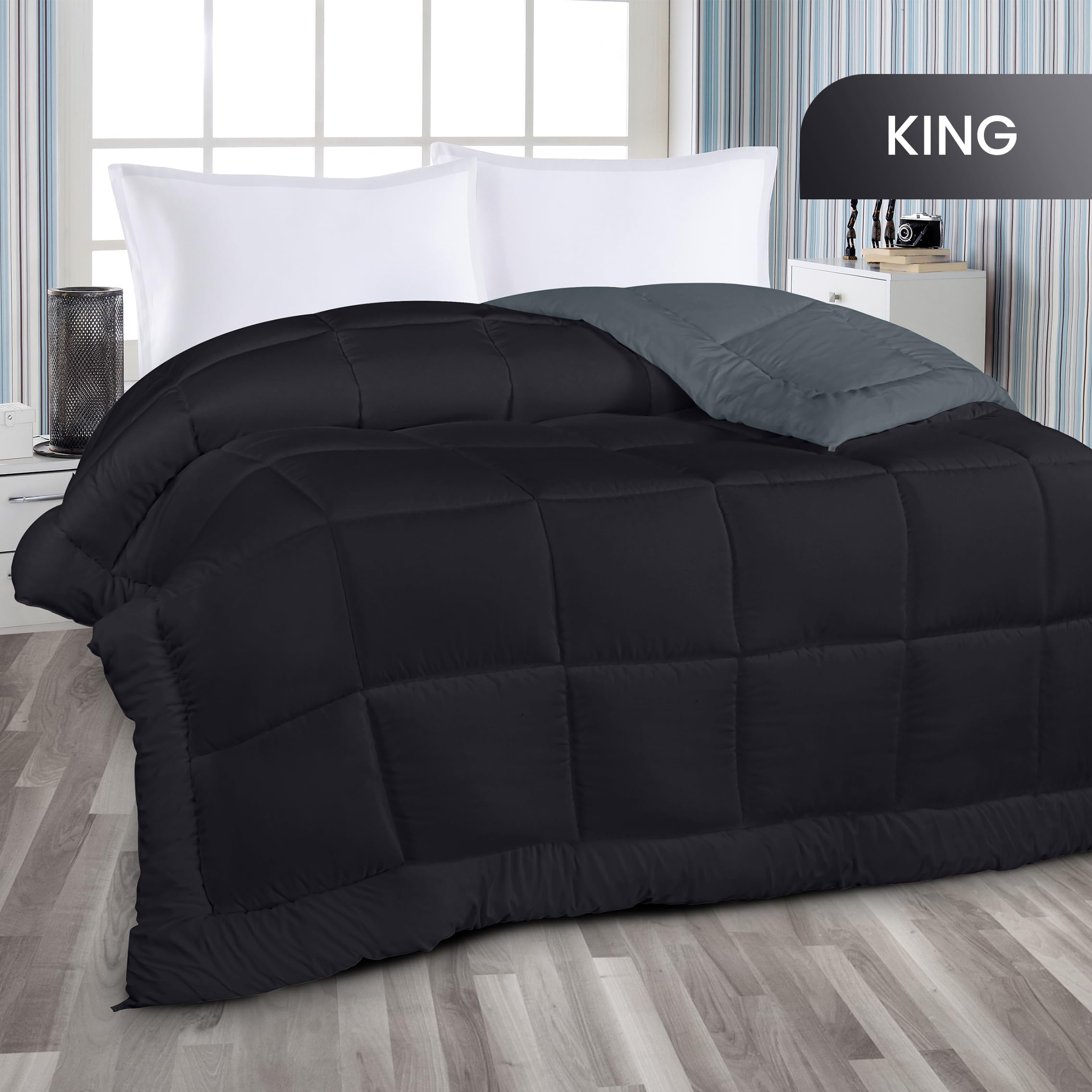 Foto 2 | Ropa De Cama Edreforter Utopia King Para Todas Las Estaciones, Color Negro Y Gris - Venta Internacional.