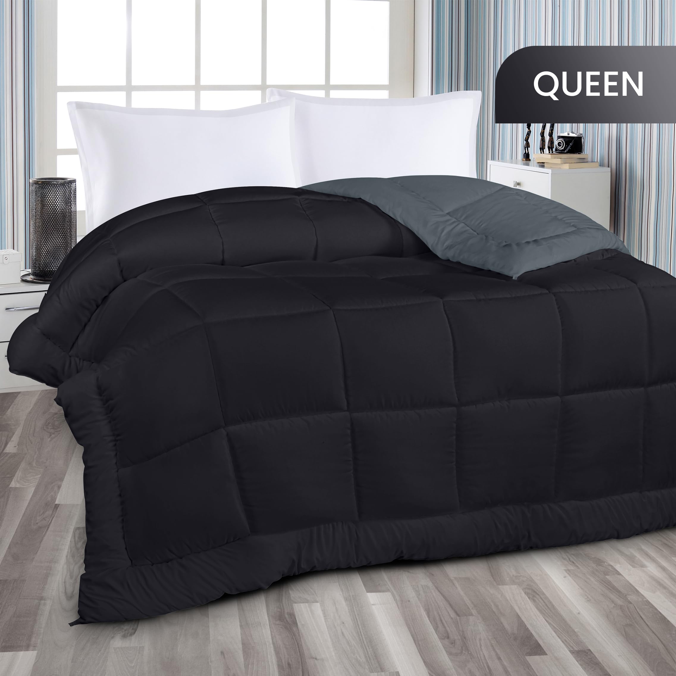 Foto 3 pulgar | Ropa De Cama Edreforter Utopia Para Todas Las Estaciones, Tamaño Queen, Color Negro Y Gris - Venta Internacional.