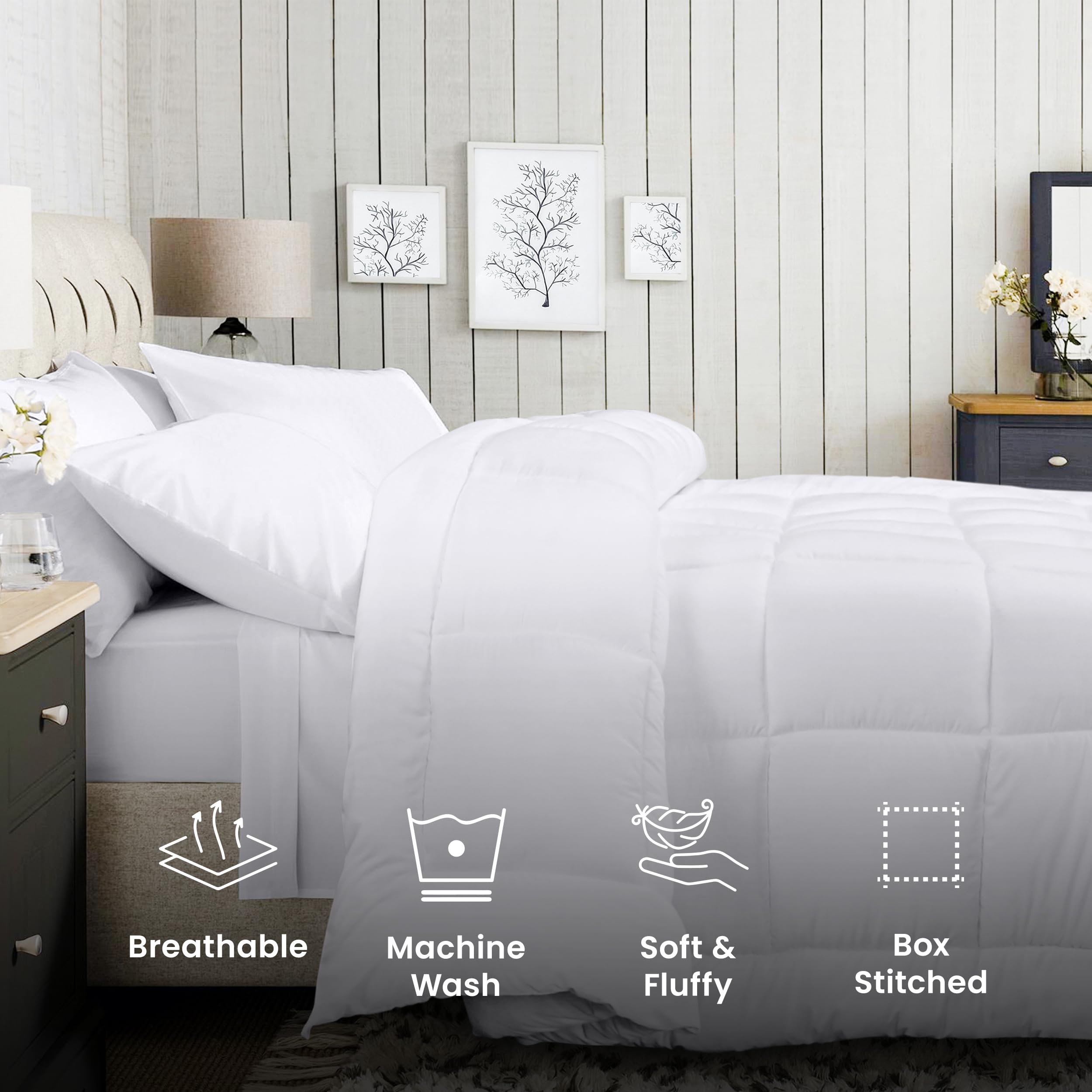 Foto 4 pulgar | Ropa De Cama Edredon Utopia Para Todas Las Estaciones, Plumón Alt Queen, Color Blanco - Venta Internacional.