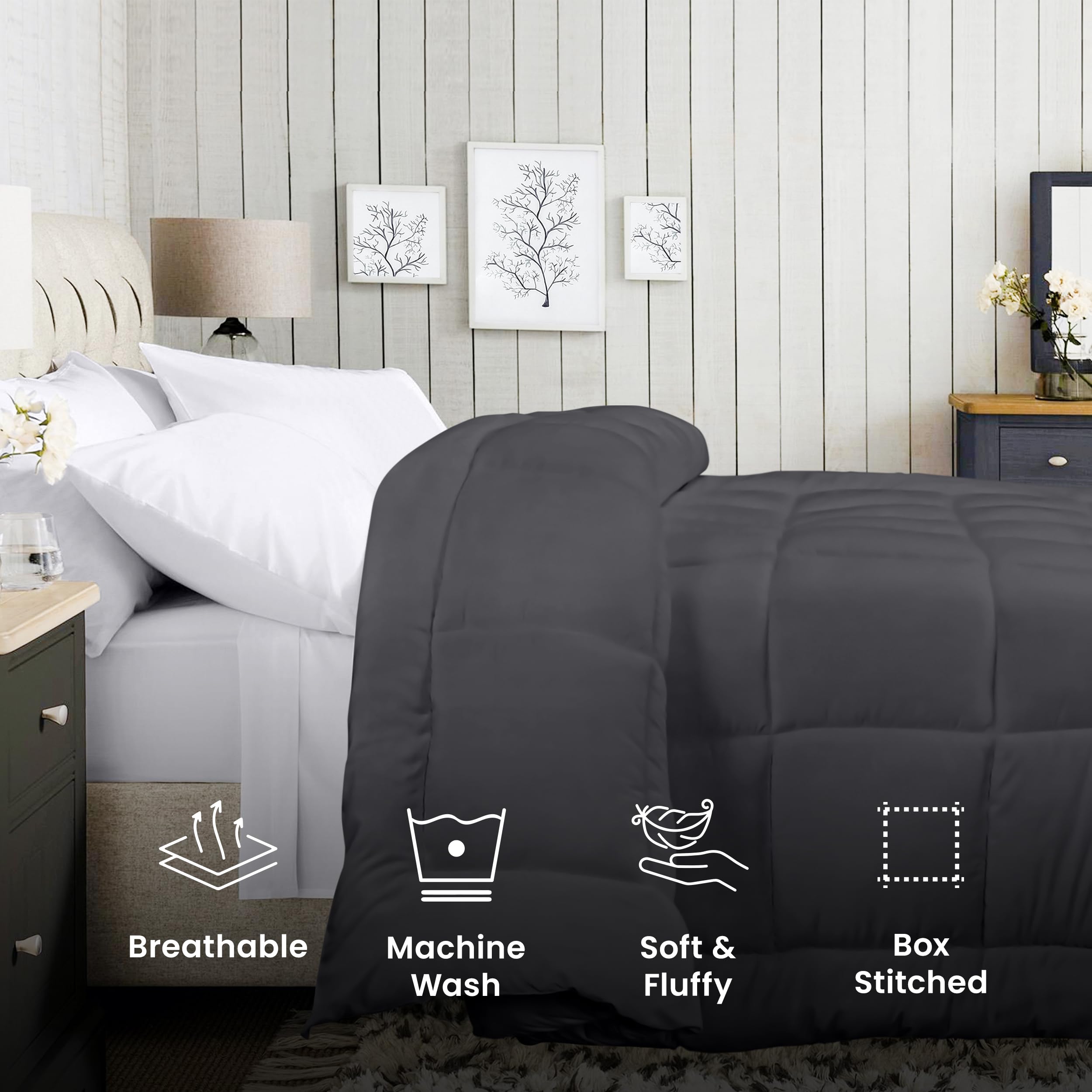 Foto 4 pulgar | Ropa De Cama Edredon Utopia Para Todas Las Estaciones, Plumón, Color Gris - Venta Internacional.