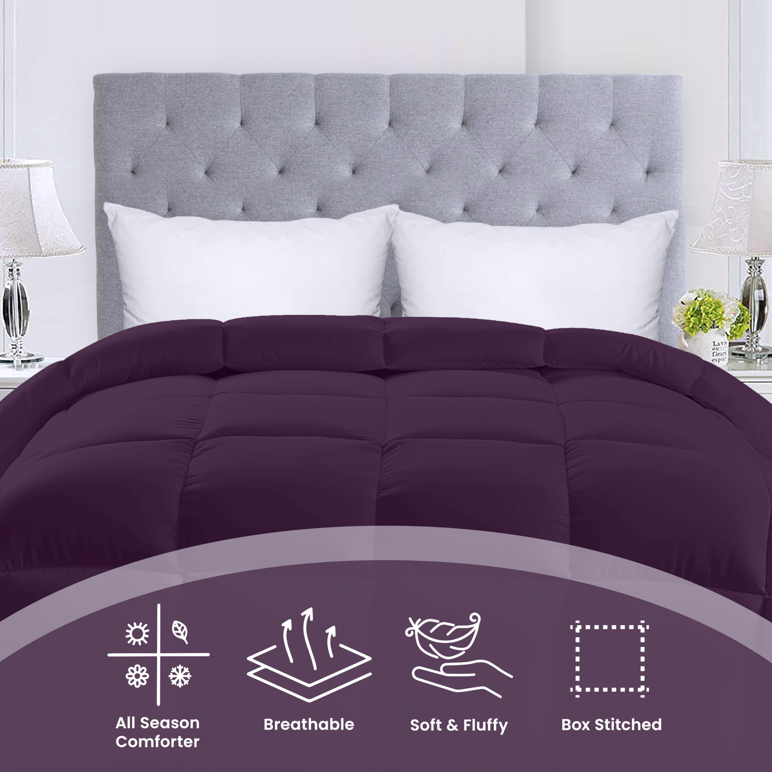 Foto 4 pulgar | Ropa De Cama Edredón Utopia, Talla Doble, Alternativa De Plumón, Color Ciruela - Venta Internacional.