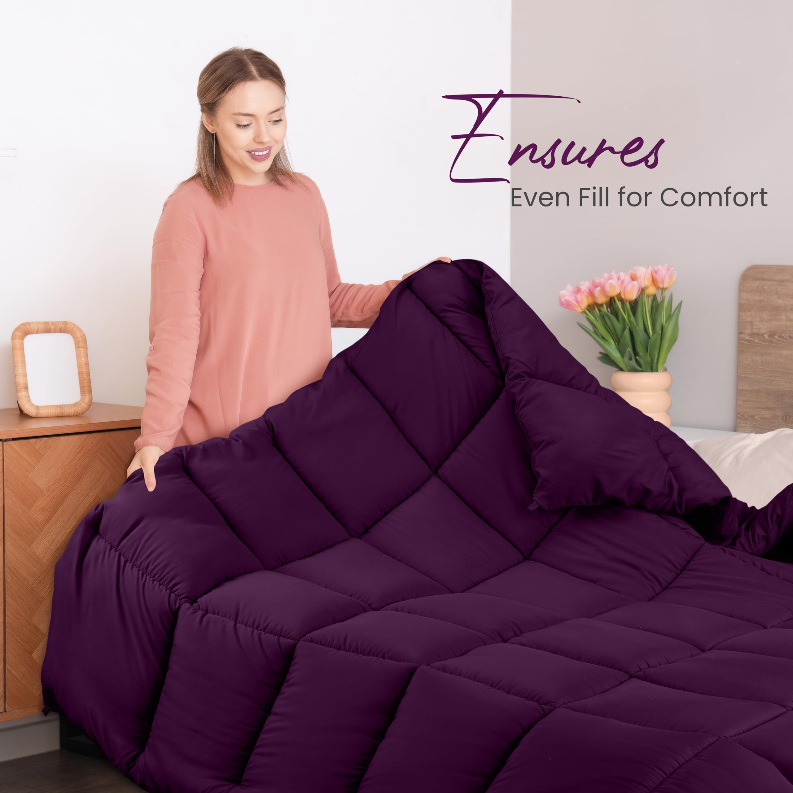 Foto 5 pulgar | Ropa De Cama Edredón Utopia, Talla Doble, Alternativa De Plumón, Color Ciruela - Venta Internacional.