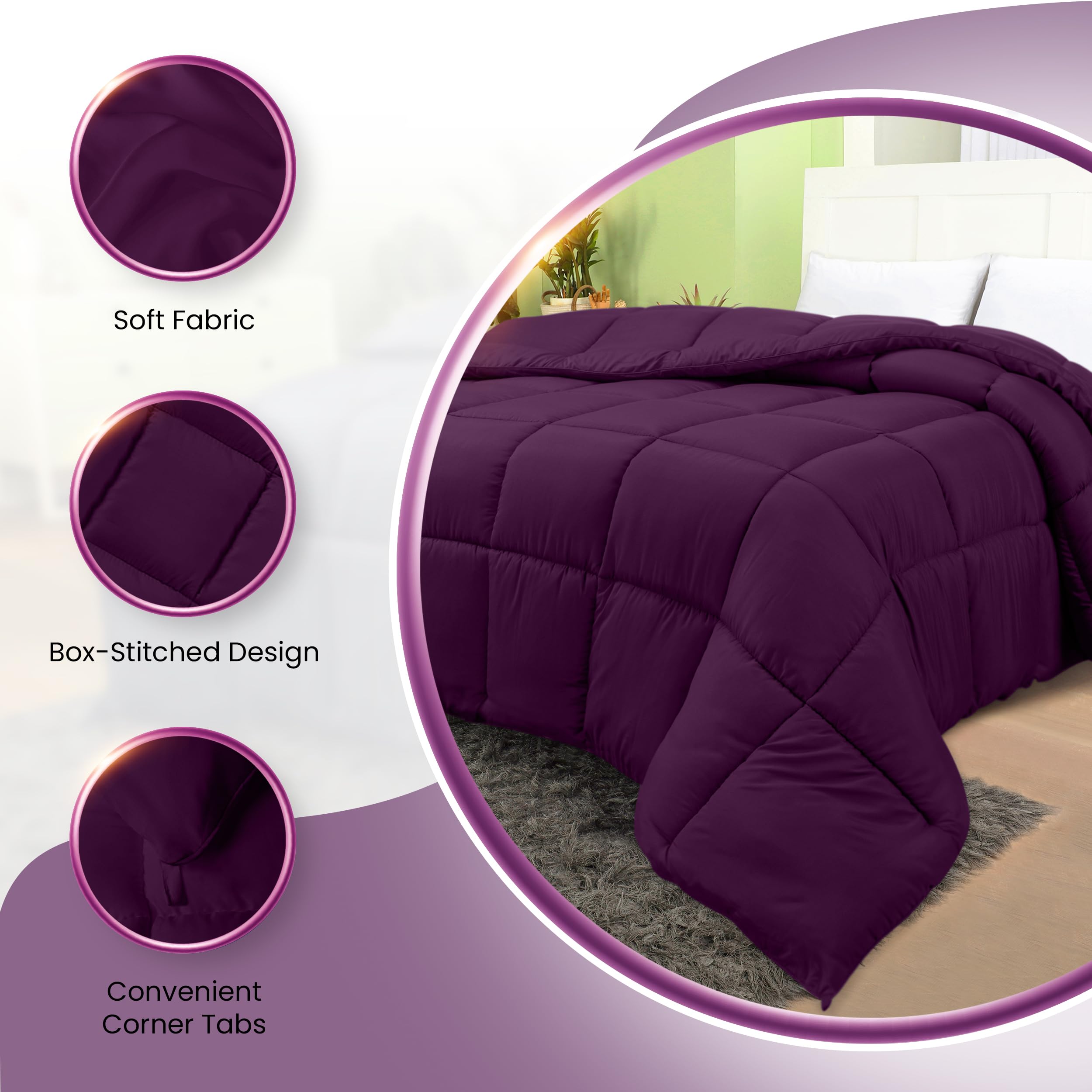 Foto 7 pulgar | Ropa De Cama Edredón Utopia, Talla Doble, Alternativa De Plumón, Color Ciruela - Venta Internacional.