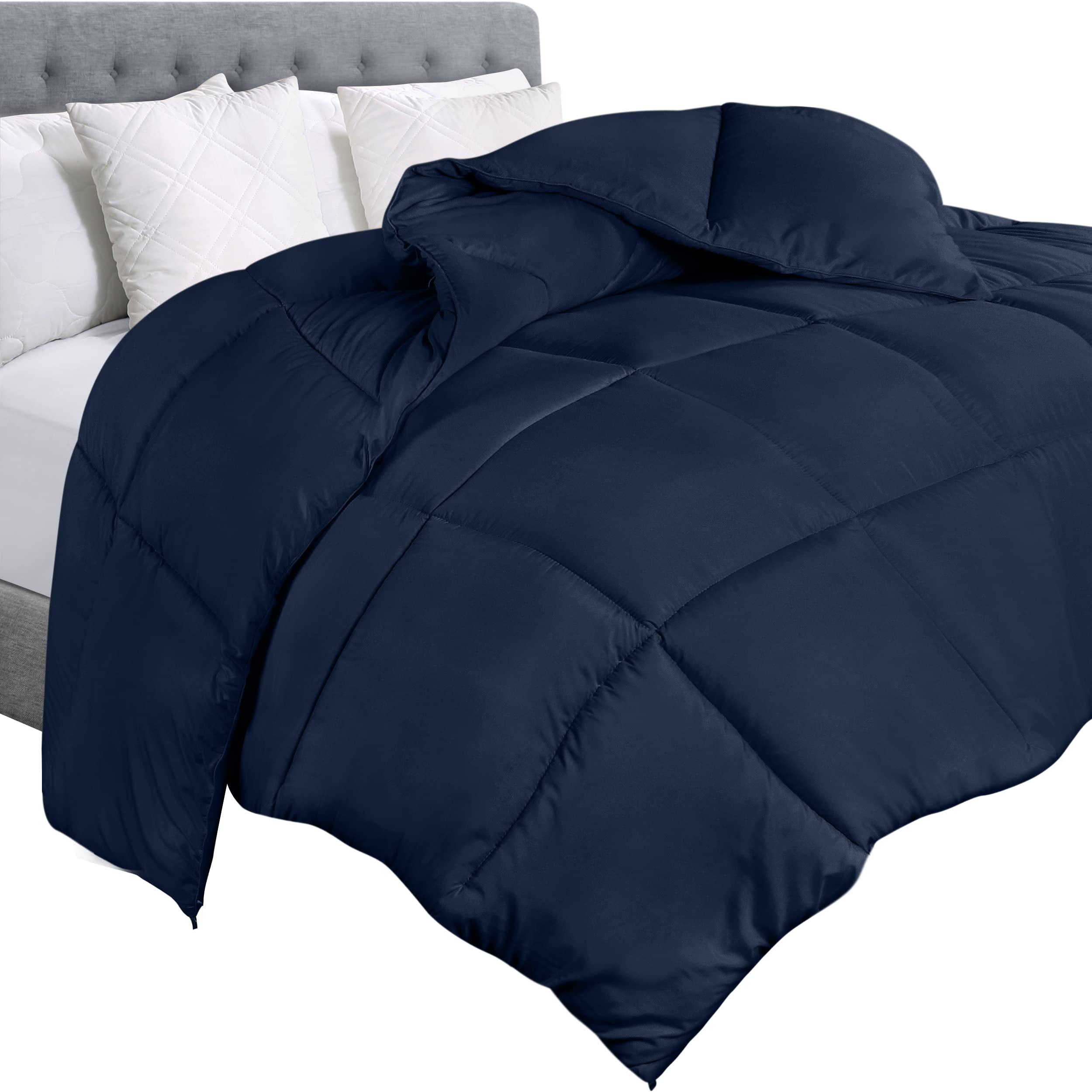 Edredón Con Relleno De Edredón Utopia, Tamaño Doble, Color Azul Marino - Venta Internacional.