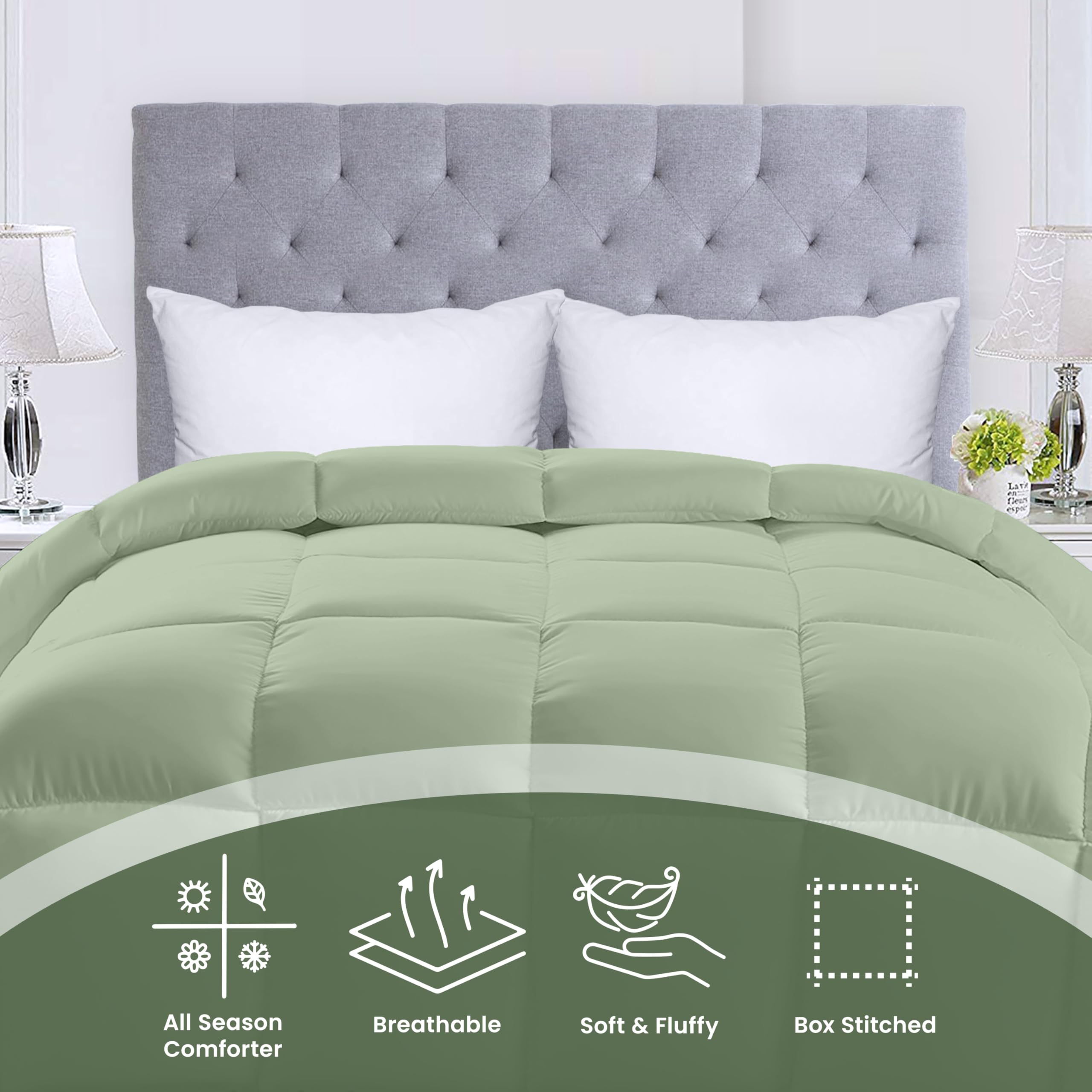 Foto 4 pulgar | Ropa De Cama Edreforter Utopia, Tamaño King, Para Todas Las Estaciones, Color Verde Salvia - Venta Internacional.