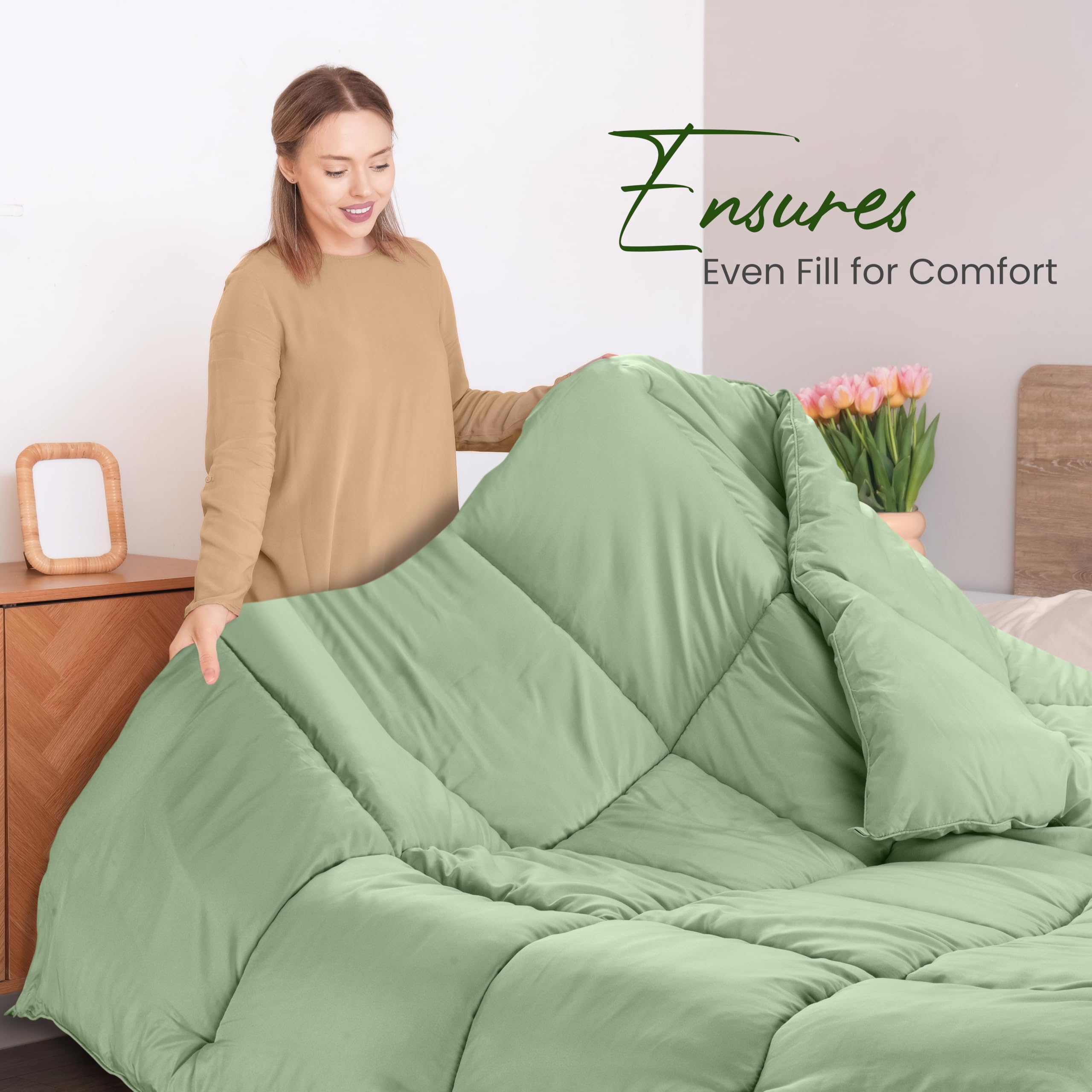 Foto 5 pulgar | Ropa De Cama Edreforter Utopia, Tamaño King, Para Todas Las Estaciones, Color Verde Salvia - Venta Internacional.