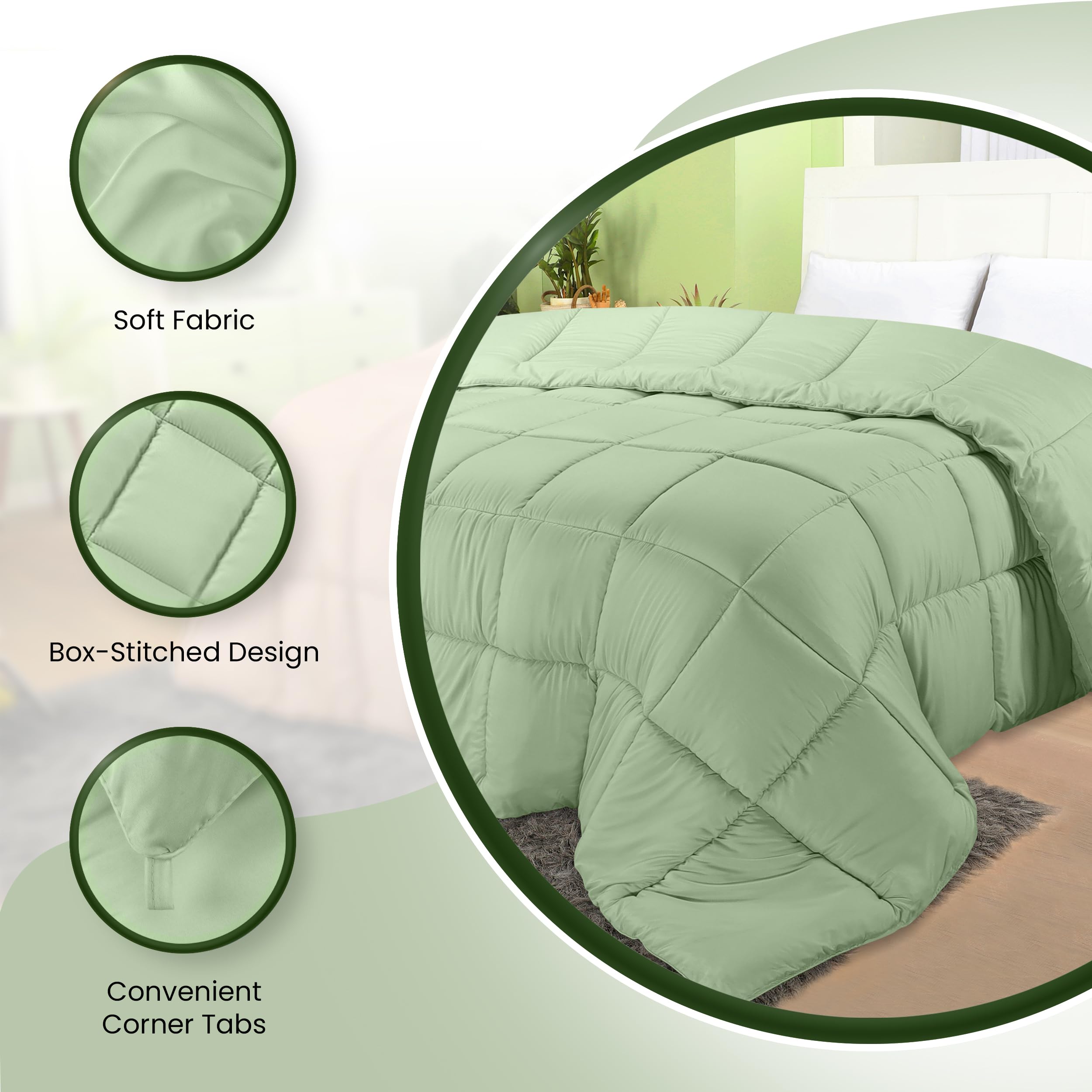 Foto 7 pulgar | Ropa De Cama Edreforter Utopia, Tamaño King, Para Todas Las Estaciones, Color Verde Salvia - Venta Internacional.
