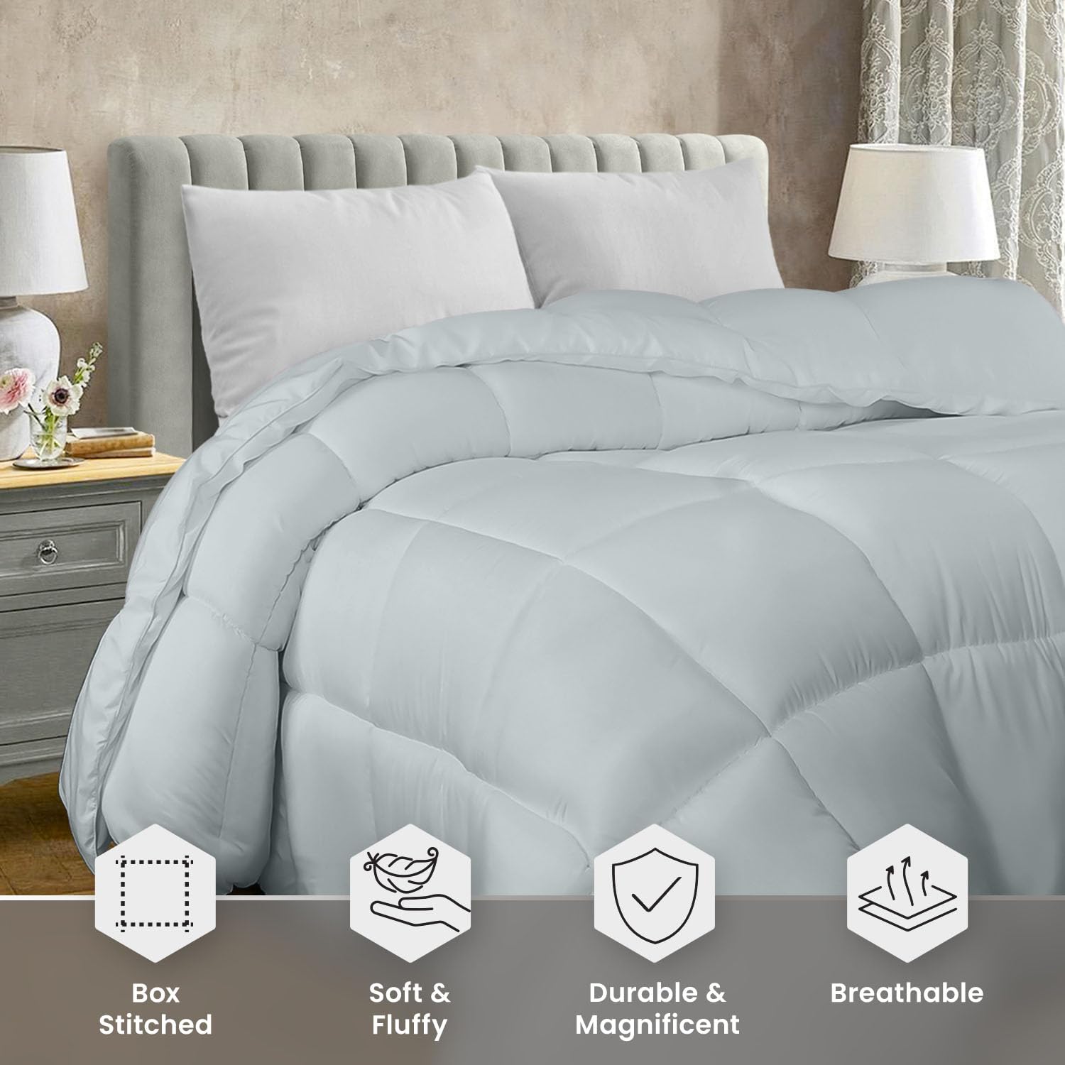 Foto 4 pulgar | Edredón Con Relleno De Edredón Utopia Bedding Queen, Color Gris Claro - Venta Internacional.