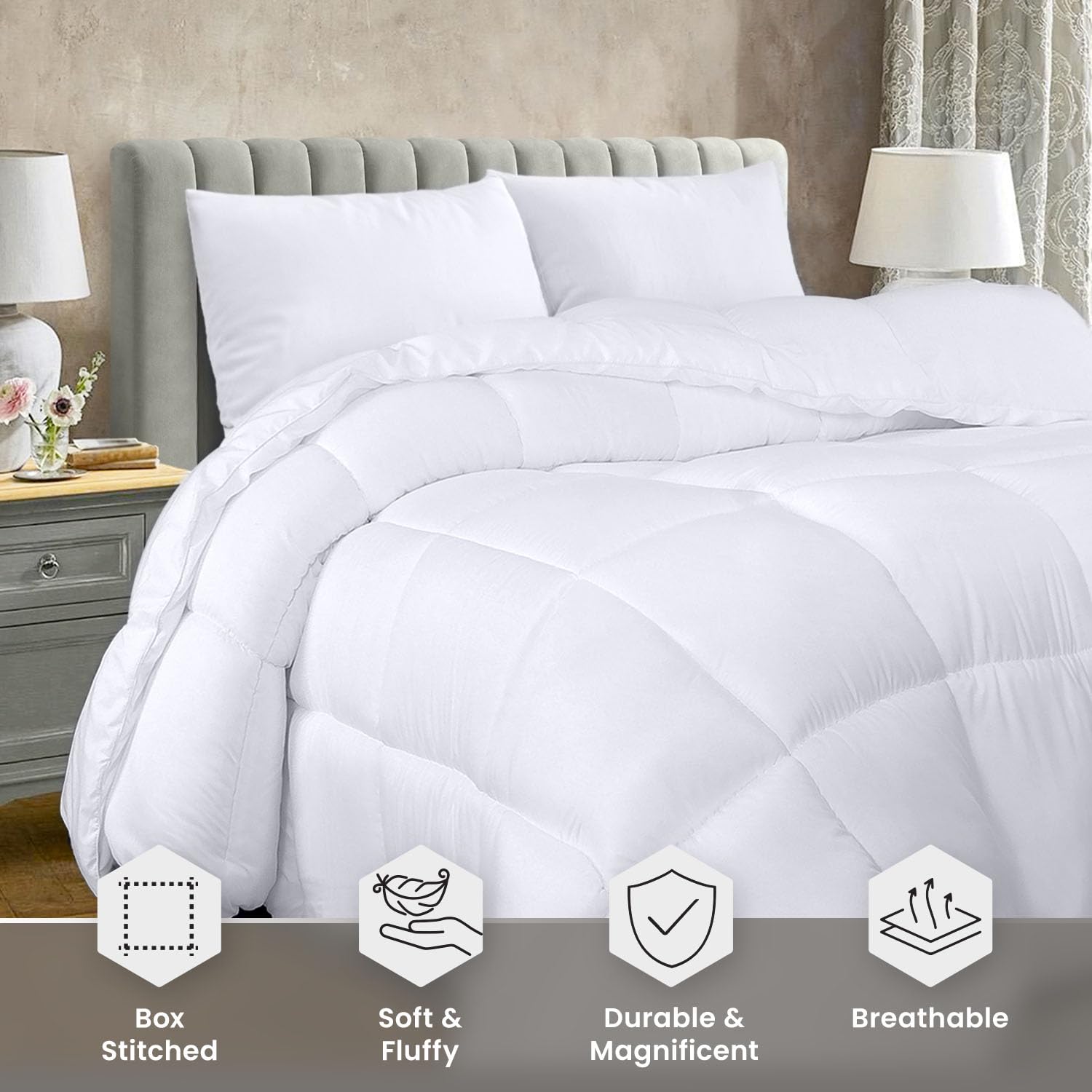 Foto 3 | Edredón Con Relleno De Edredón Utopia, Tamaño Completo, Color Blanco - Venta Internacional.