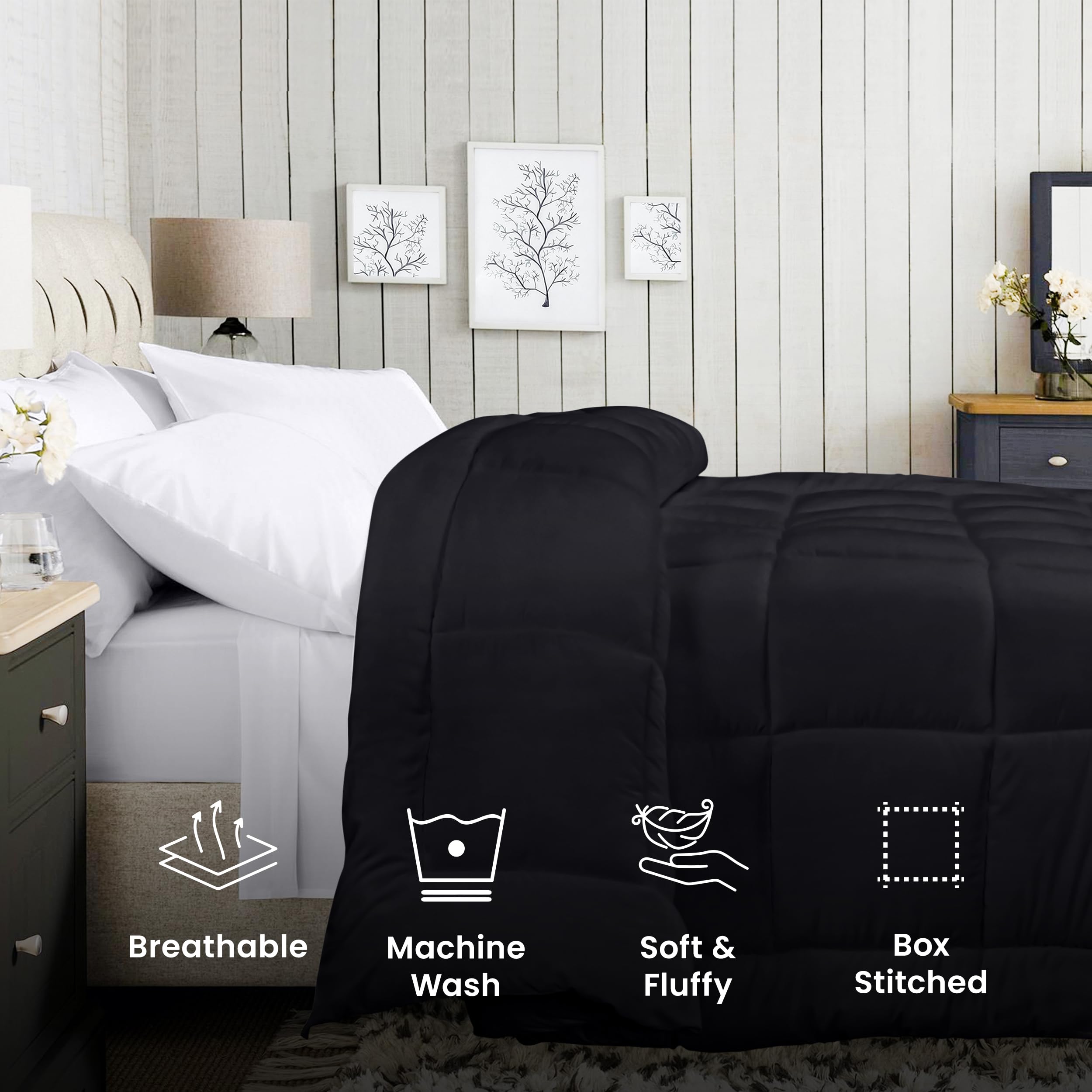 Foto 4 pulgar | Ropa De Cama Edredon Utopia Para Todas Las Estaciones, Plumón Alt King, Color Negro - Venta Internacional.