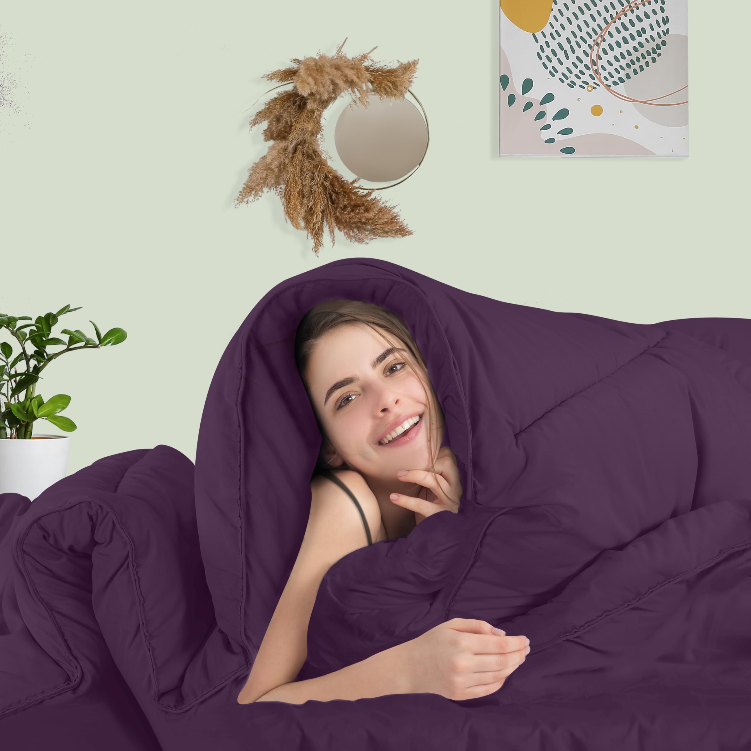 Foto 5 | Edredón Con Relleno De Edredón Utopia, Tamaño Doble, Color Ciruela - Venta Internacional.