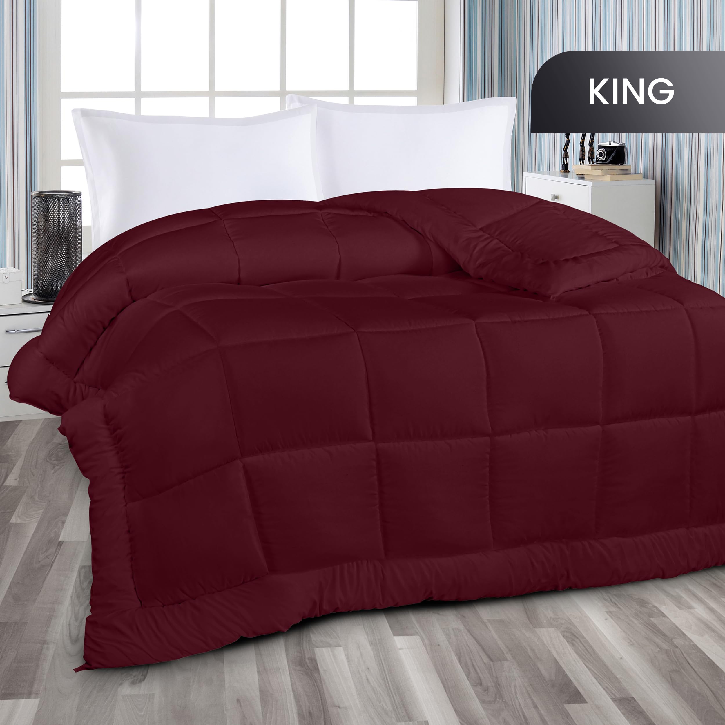 Foto 3 pulgar | Ropa De Cama Edredon Utopia Para Todas Las Estaciones, Plumón Alt King, Color Burdeos - Venta Internacional.