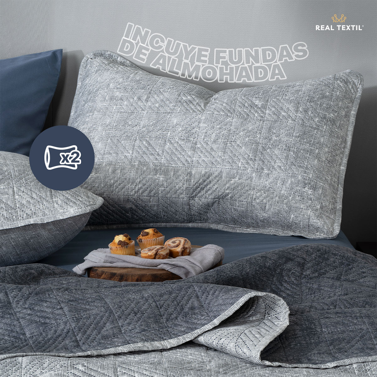 Foto 4 pulgar | Edredón Ligero Queen Size Con Fundas De Almohada Real Textil Pinsonic Doble Vista Giza