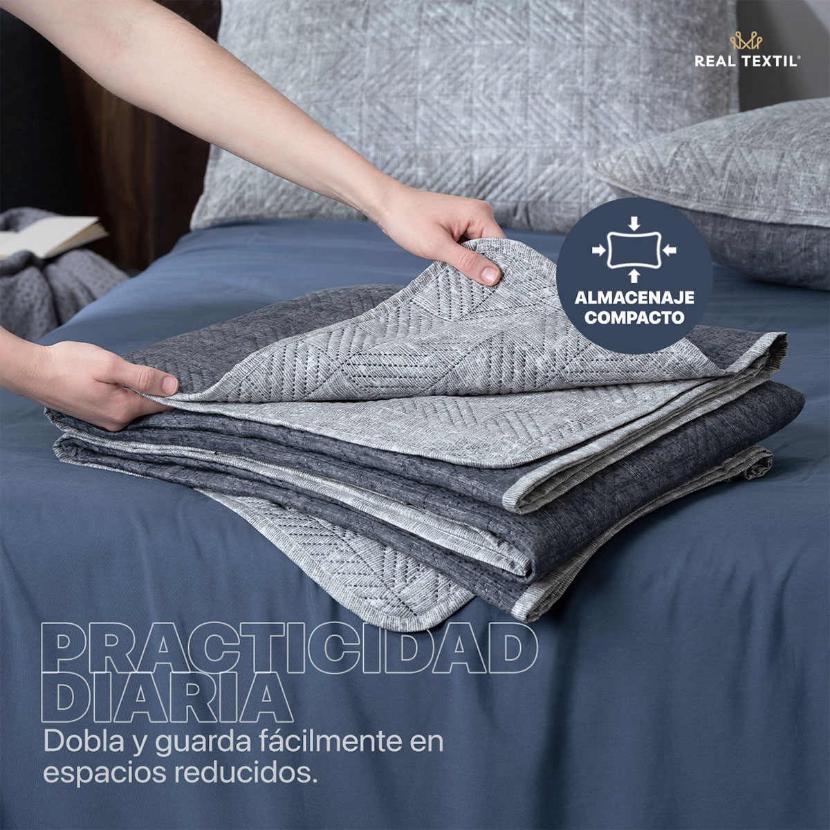 Foto 8 pulgar | Edredón Ligero Queen Size Con Fundas De Almohada Real Textil Pinsonic Doble Vista Giza