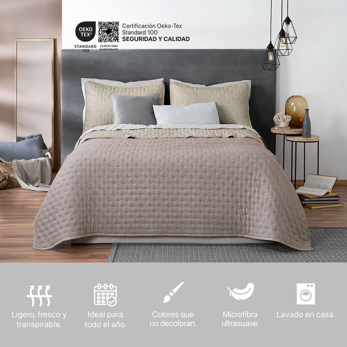 Foto 6 | Edredón Ligero King Size Con Fundas De Almohada Real Textil Pinsonic Doble Vista Elionora